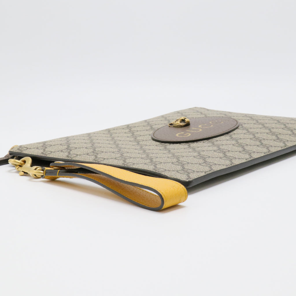 GG Supreme Monogram Neo Vintage Zip Wristlet Pouch