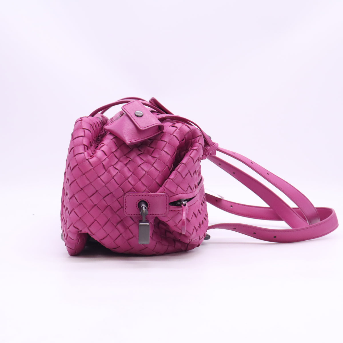 Bottega Veneta Ametiste Intrecciato Woven Nappa Leather Montaigne Satchel Bag twins B24560