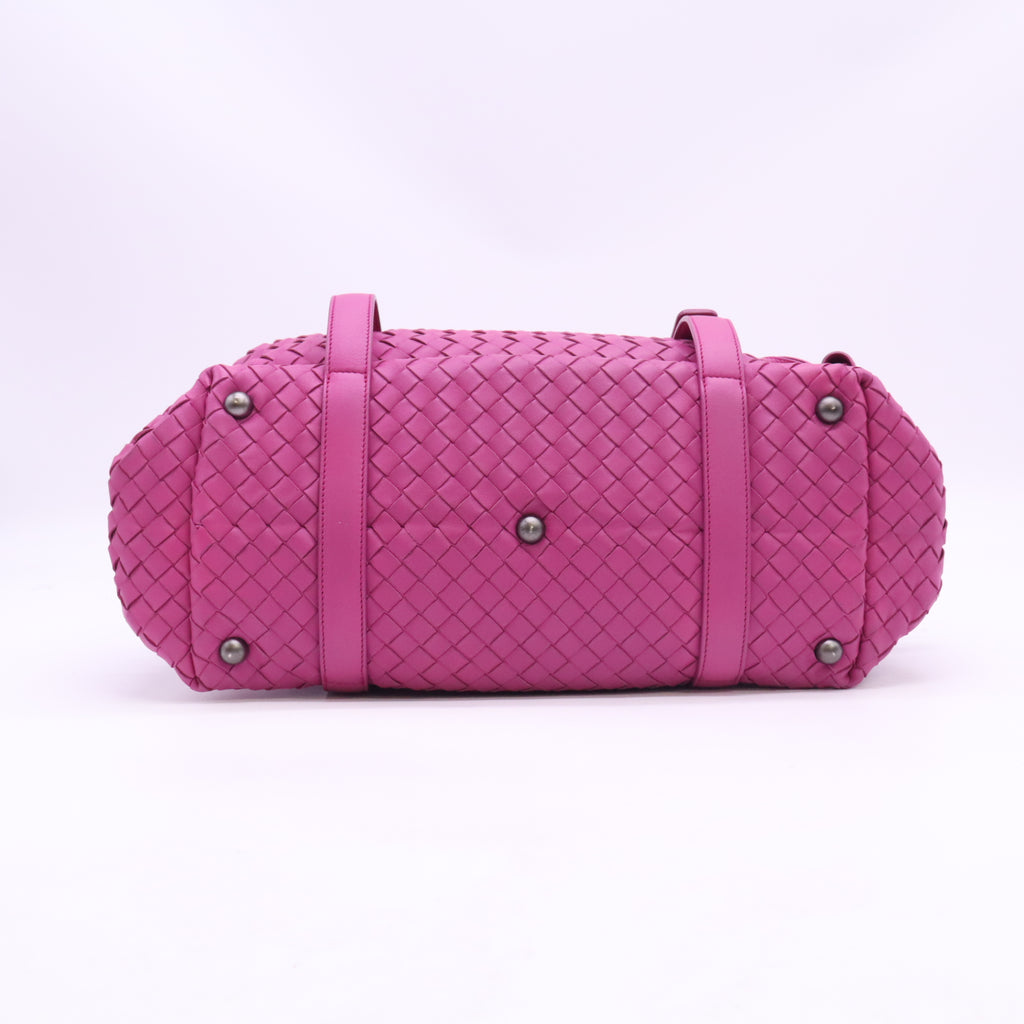 Bottega Veneta Ametiste Intrecciato Woven Nappa Leather Montaigne Satchel Bag twins B24560