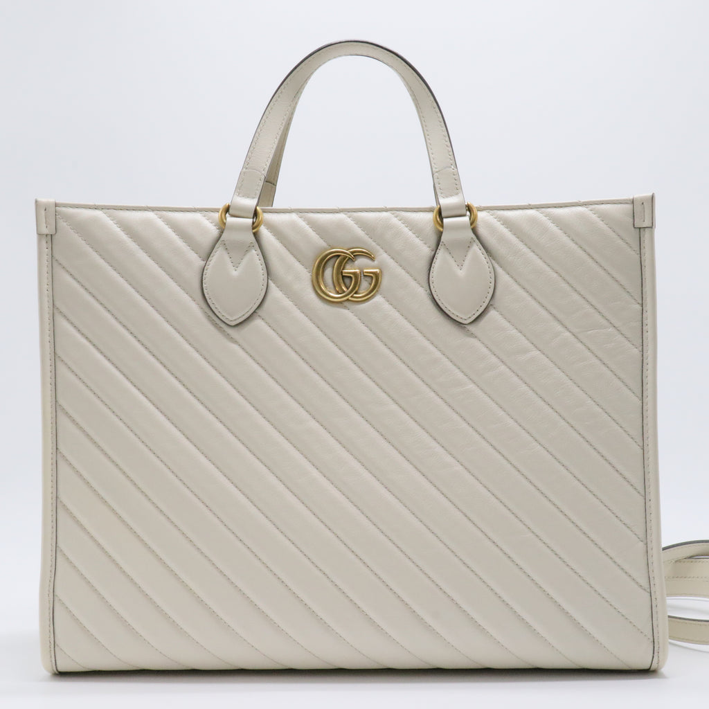 Azalea Calfskin Matelasse Diagonal GG Marmont Tote Bag
