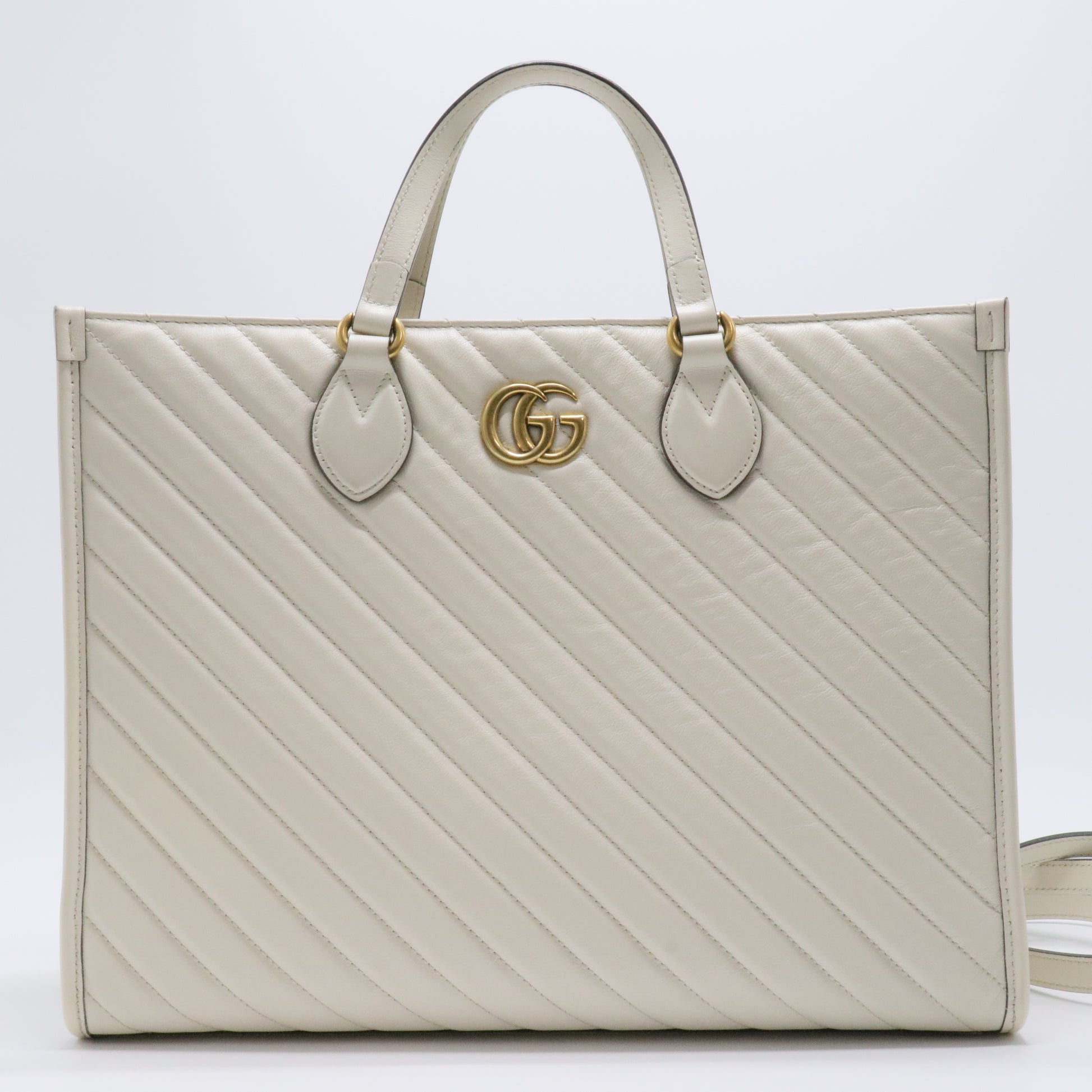 Azalea Calfskin Matelasse Diagonal GG Marmont Tote Bag