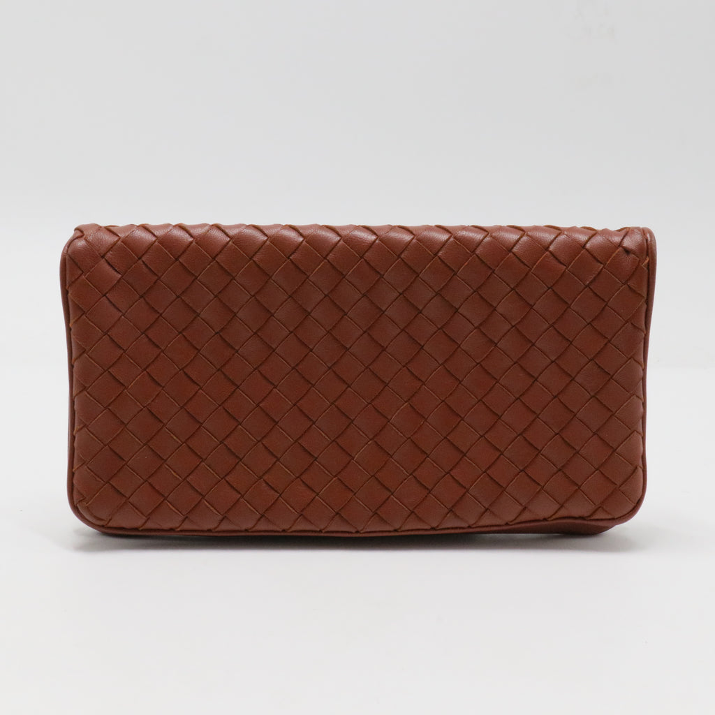 Intrecciato Weave Leather Continental Wallet