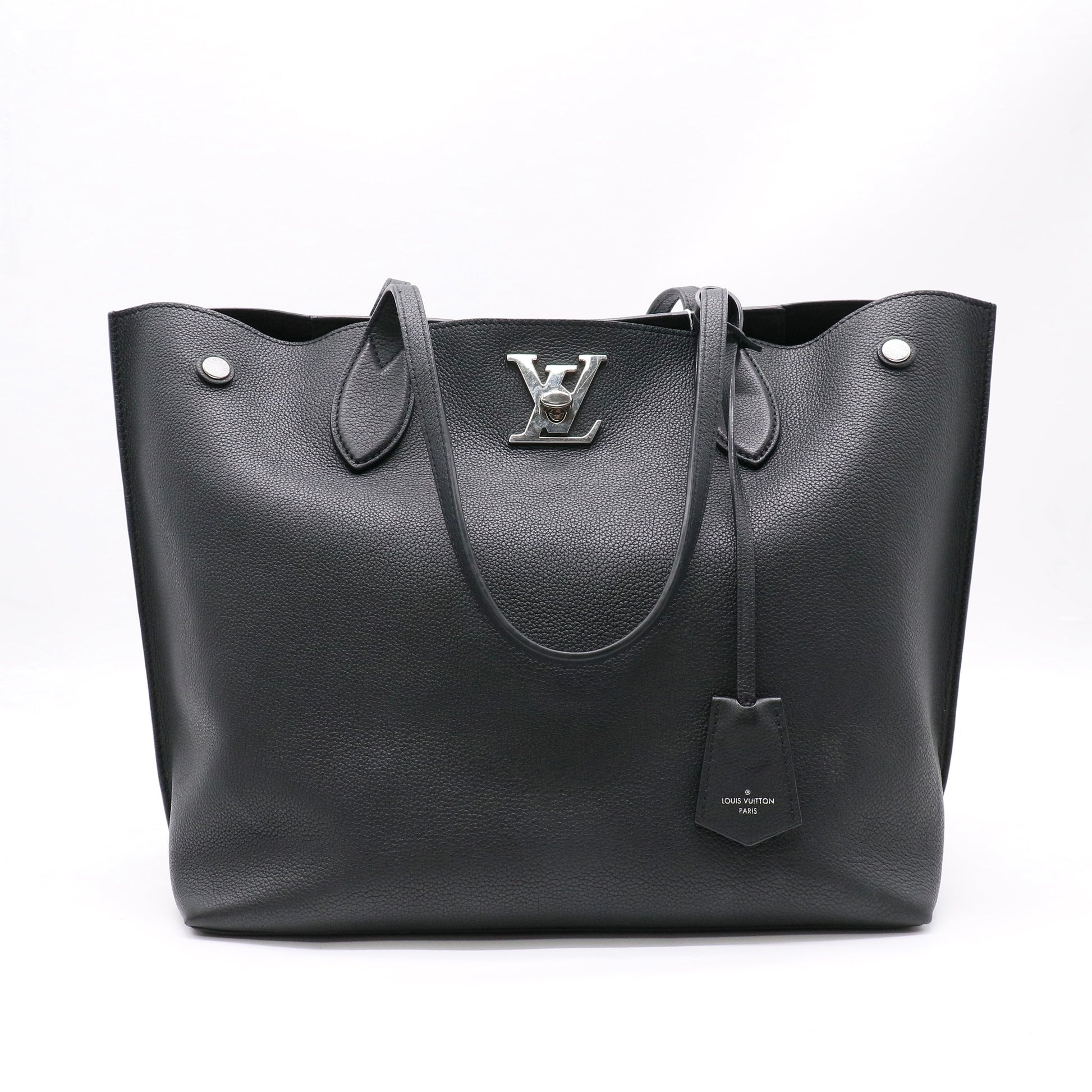 Louis Vuitton Calfskin Lockme Go Tote Black twins LDZ234