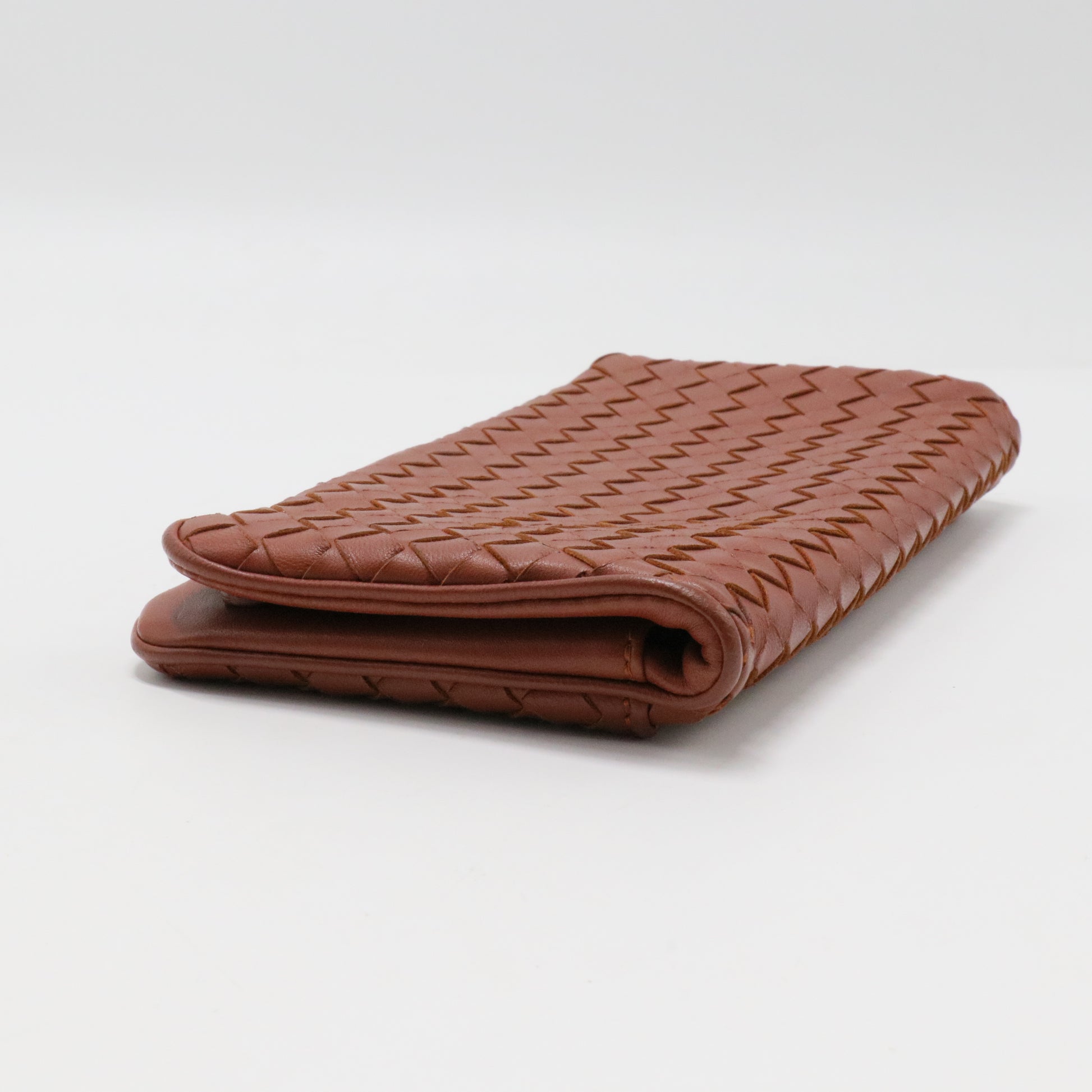 Intrecciato Weave Leather Continental Wallet