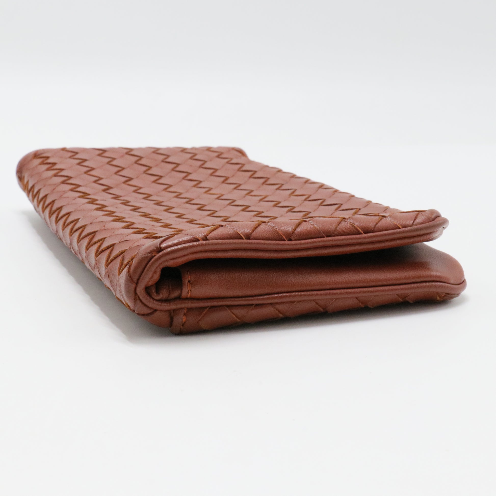 Intrecciato Weave Leather Continental Wallet