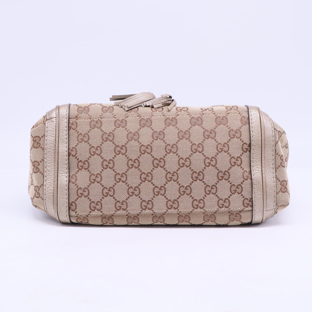 Monogram Calfskin Medium Bella Flap Bag Beige Ebony Champagne B20738