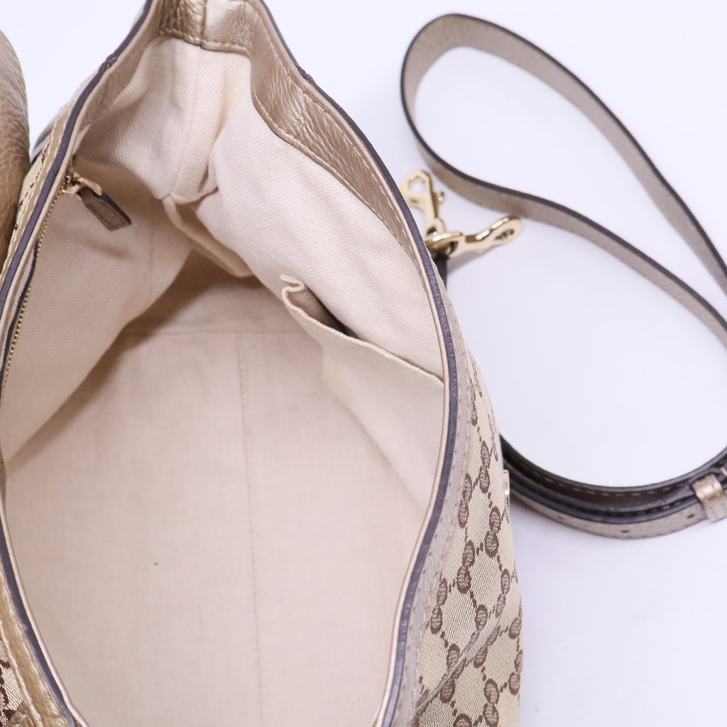 Monogram Calfskin Medium Bella Flap Bag Beige Ebony Champagne B20738