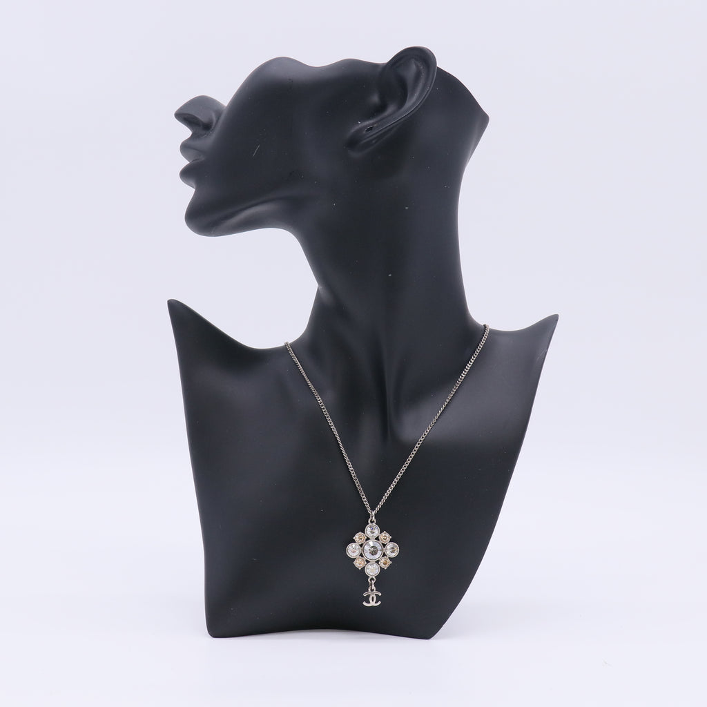 Chanel Maltese Cross Rhinestone Pendant Necklace W22918
