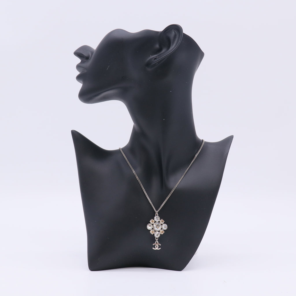 Chanel Maltese Cross Rhinestone Pendant Necklace W22917