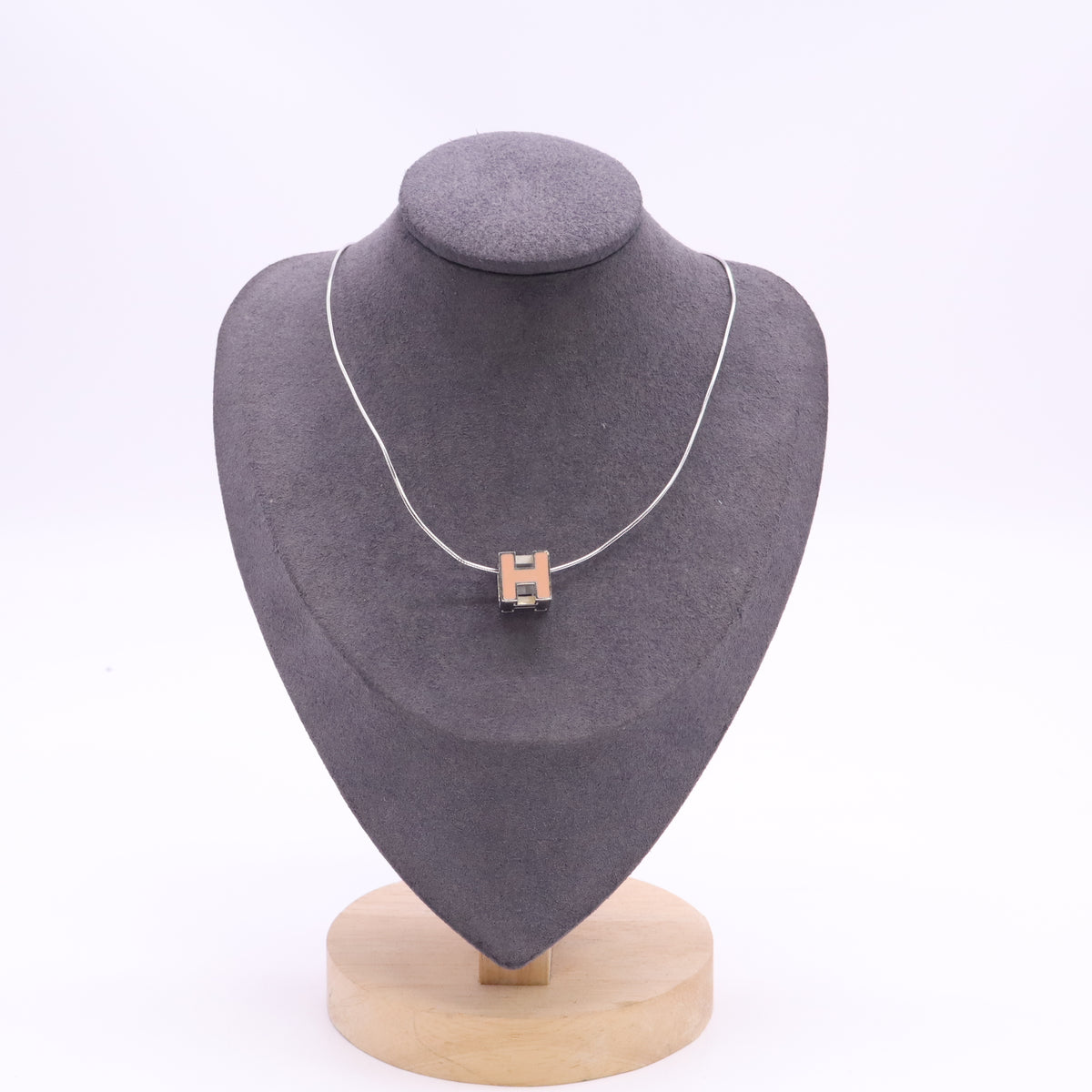 Palladium-Plated Enamel Cage d'H Cube Necklace W23289