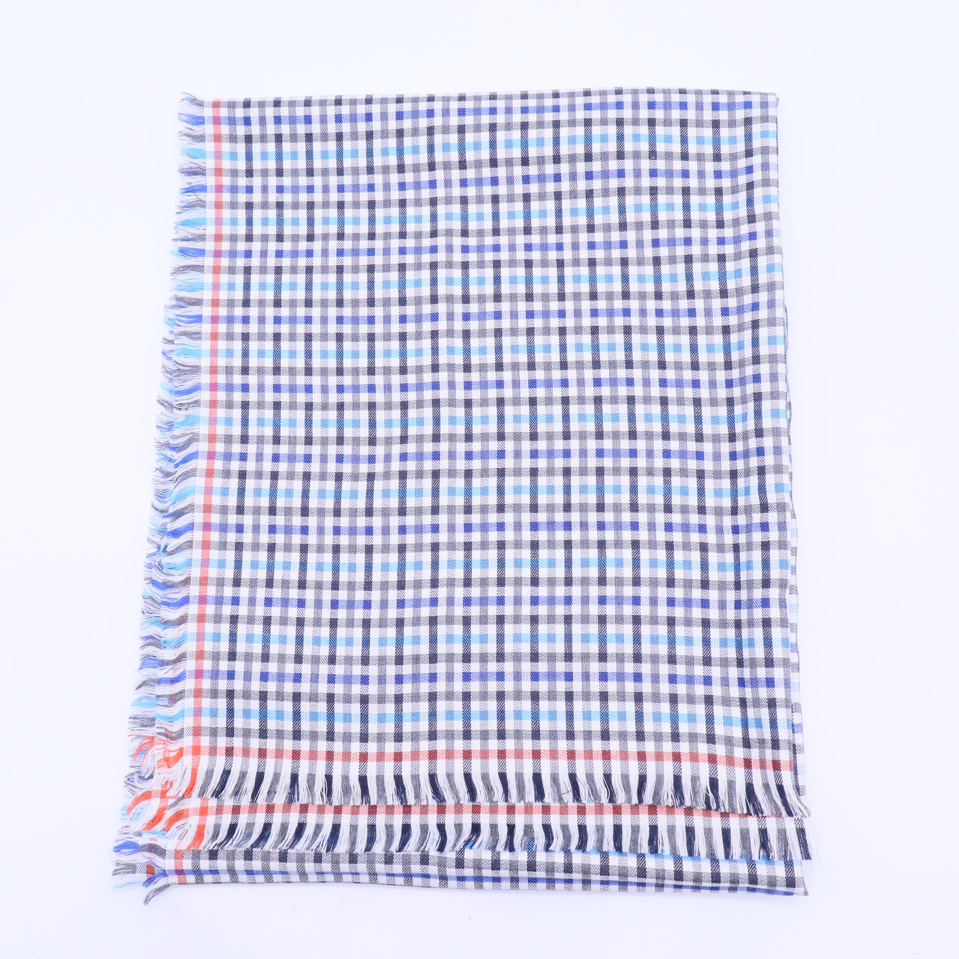 Cashmere/Silk Multicolor Gingham Check Scarf W20122