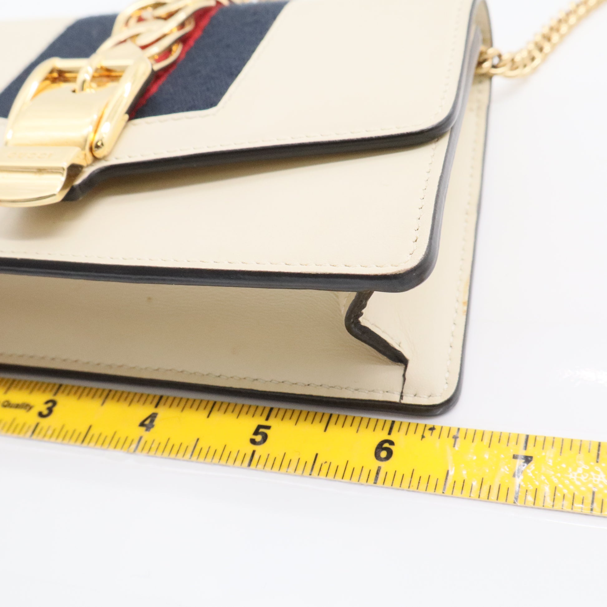 Calfskin Web Medium Sylvie Top Handle Bag White