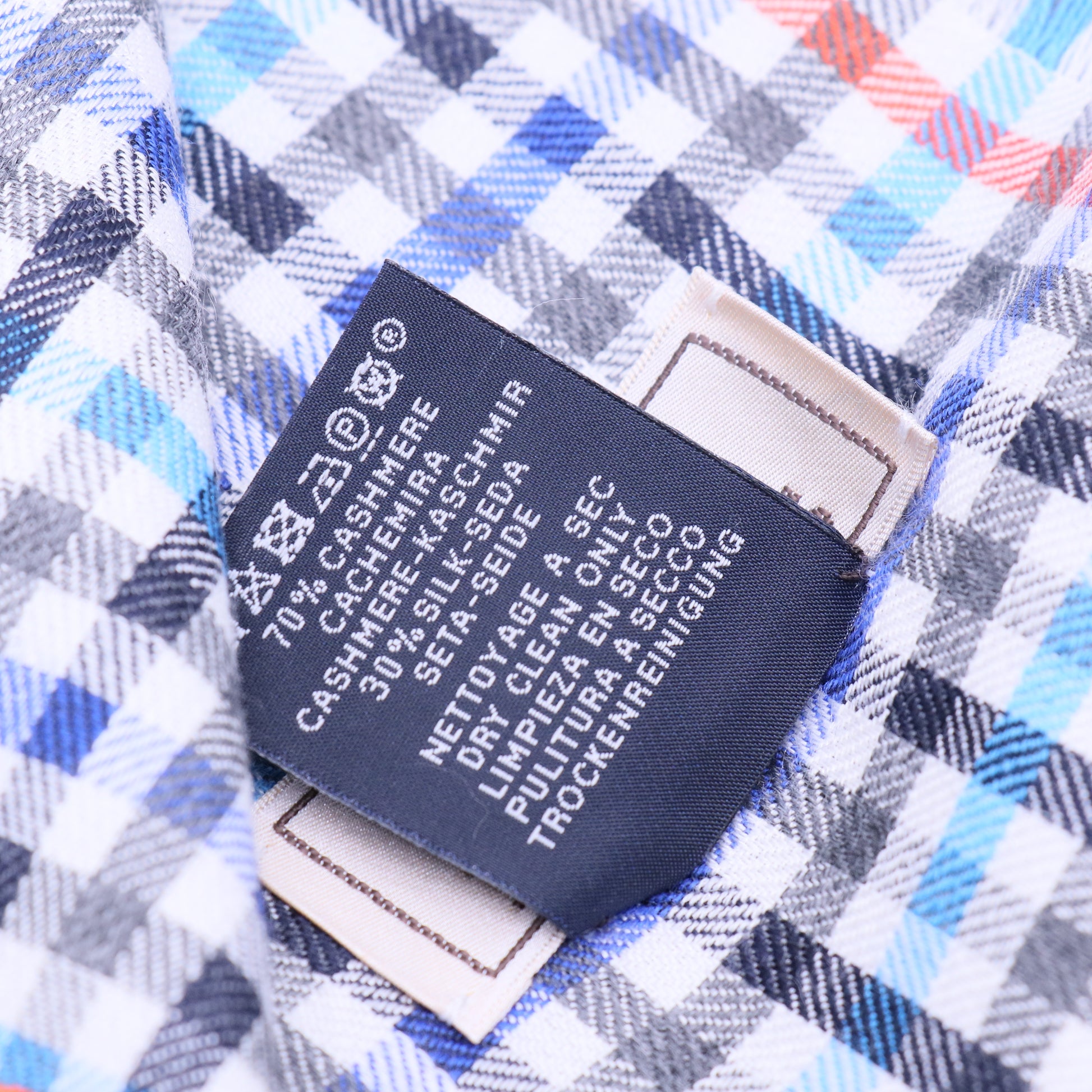 Cashmere/Silk Multicolor Gingham Check Scarf W20122