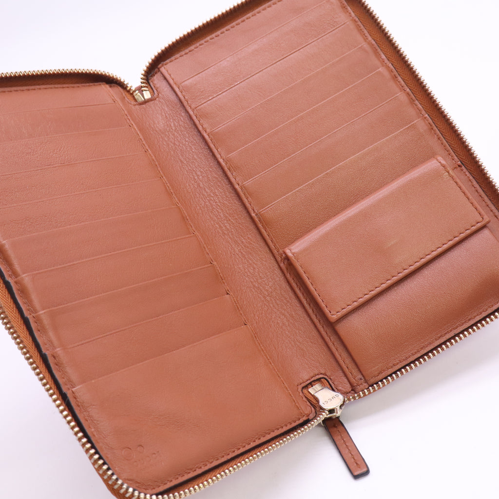 Guccissima Zip Around Wallet Natural Brown W23435