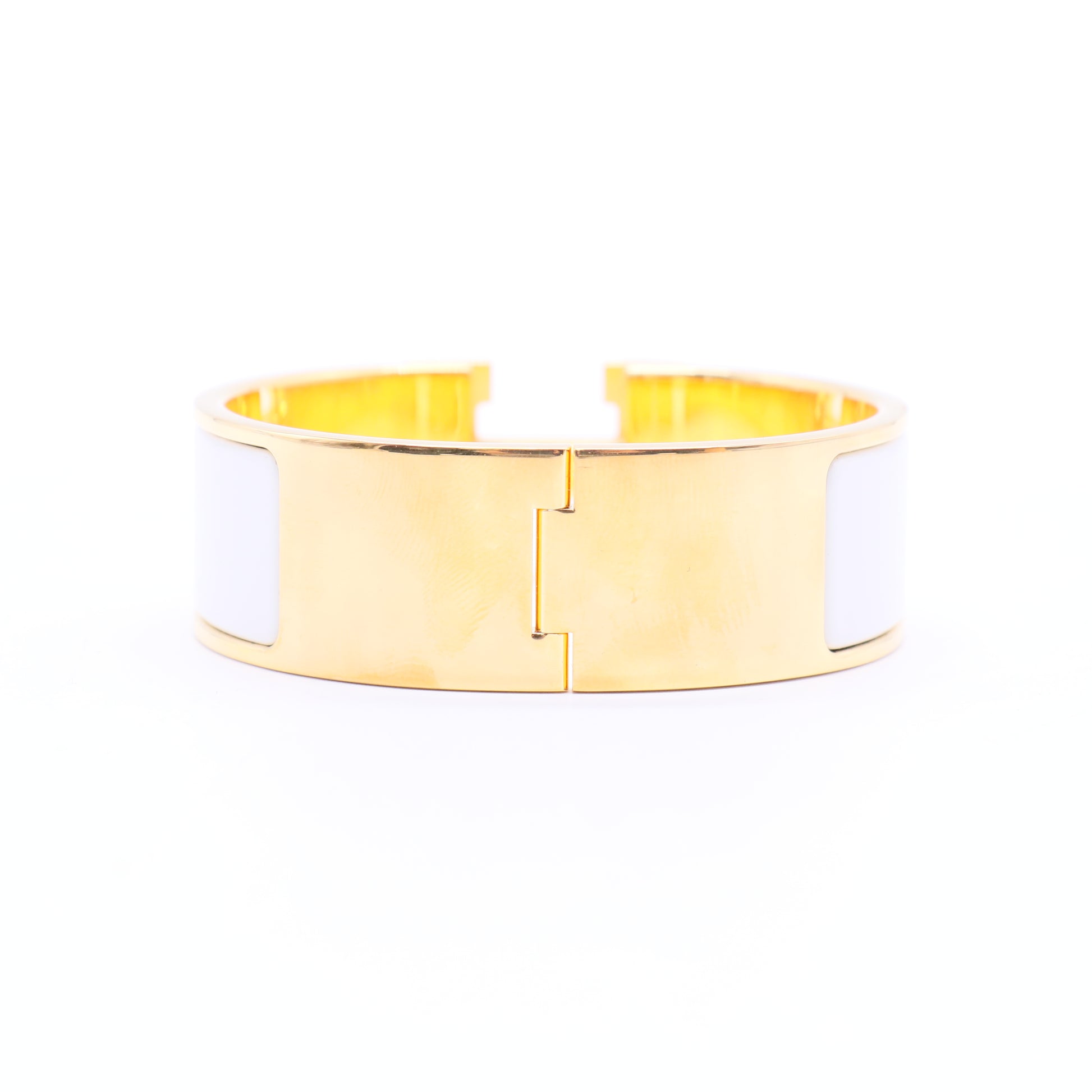 Gold-Plated White Enamel Clic Clac H Bracelet w/ Box W20092