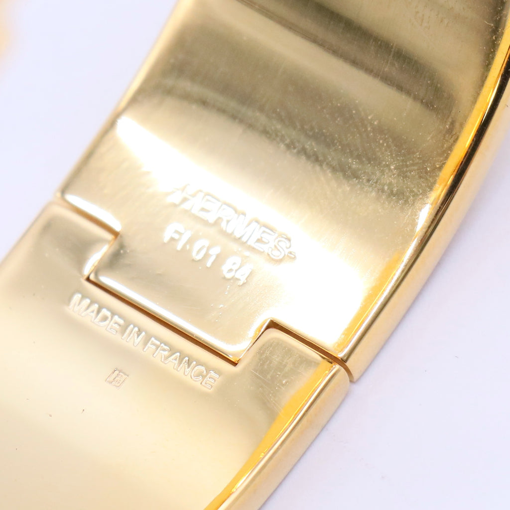 Gold-Plated White Enamel Clic Clac H Bracelet w/ Box W20092
