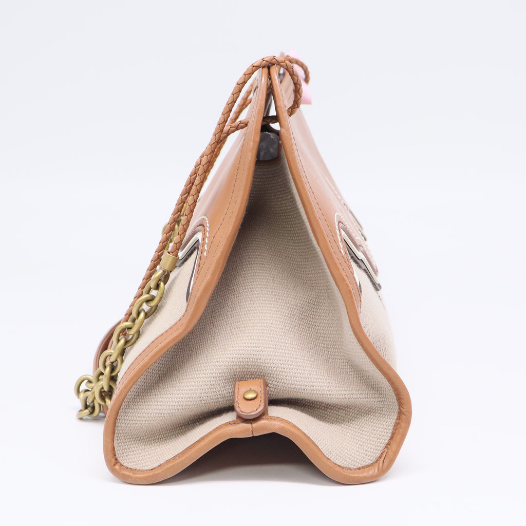 Bottega Veneta Chain Strap Bag in Beige Canvas Twins LDJ3420