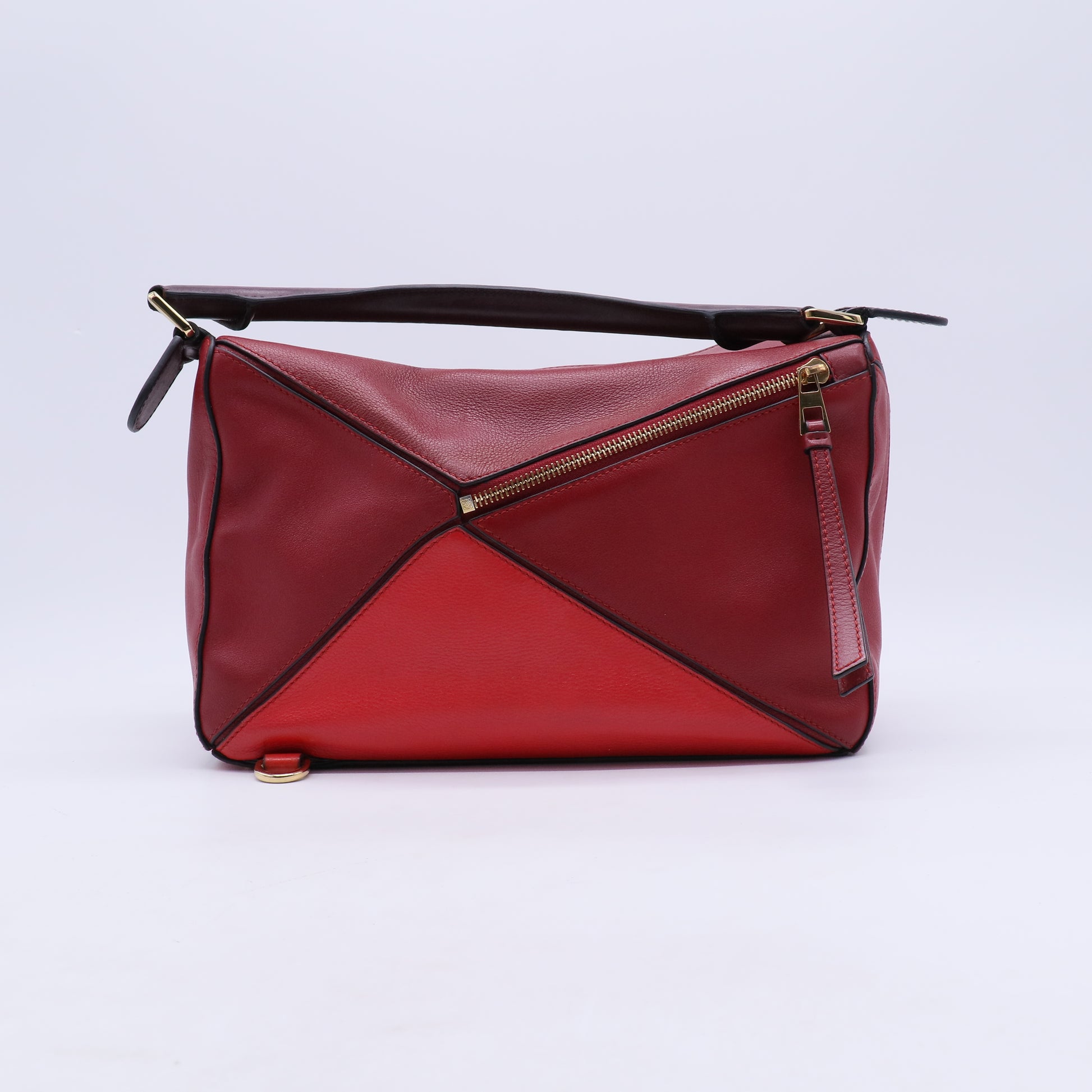 Red Grained Calfskin Leather Medium Puzzle Bag B21672