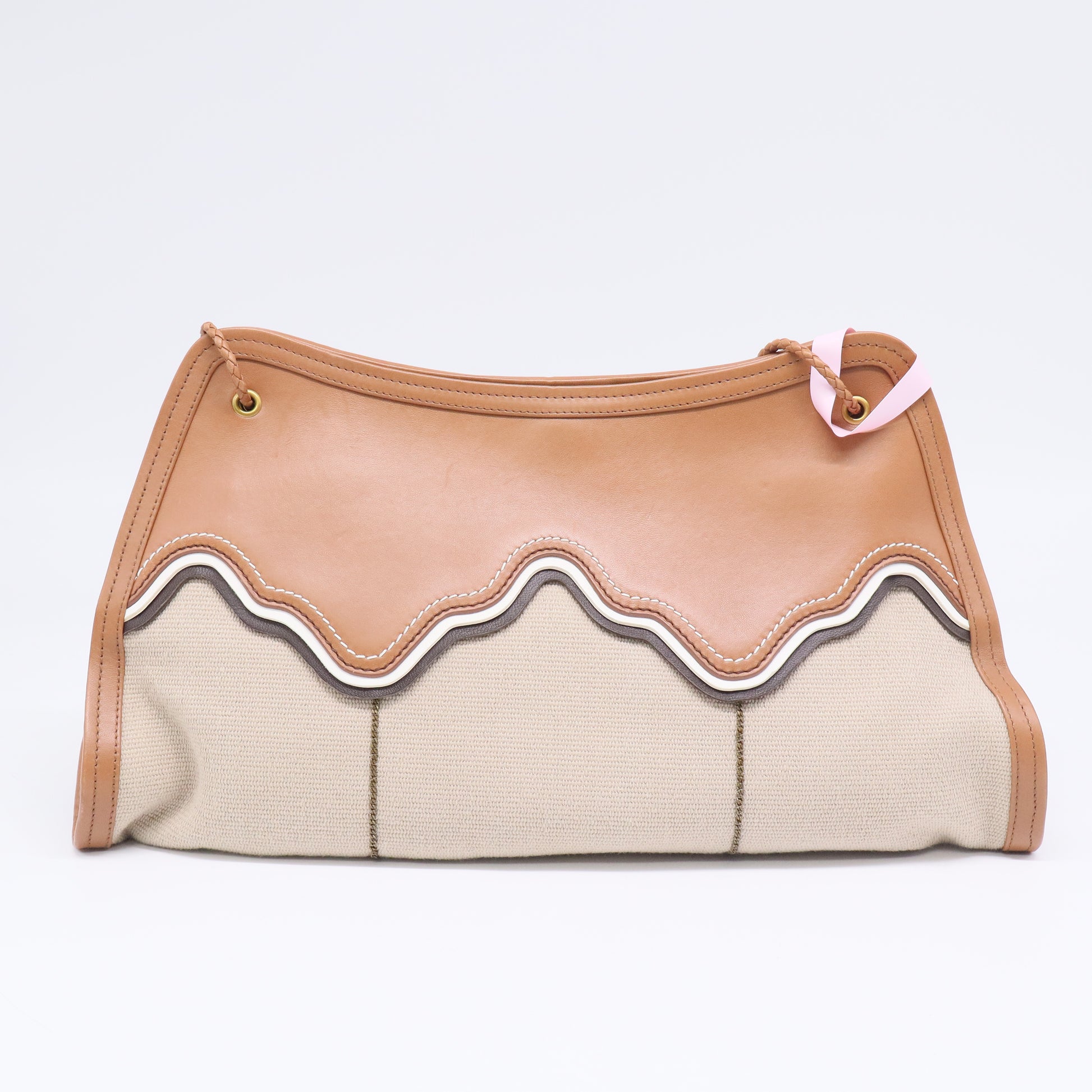 Bottega Veneta Chain Strap Bag in Beige Canvas Twins LDJ3420