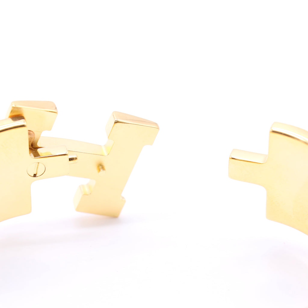 Gold-Plated White Enamel Clic Clac H Bracelet w/ Box W20092