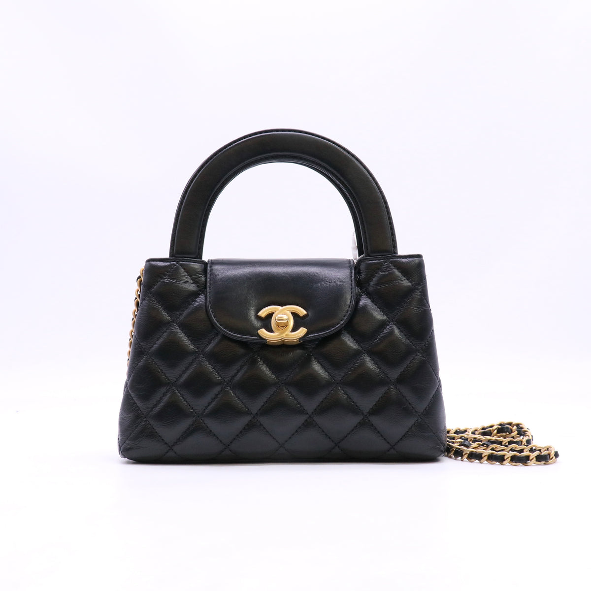 Chanel Shiny Aged Calfskin Quilted Nano Kelly Shopper Bag Twins LDZ1534