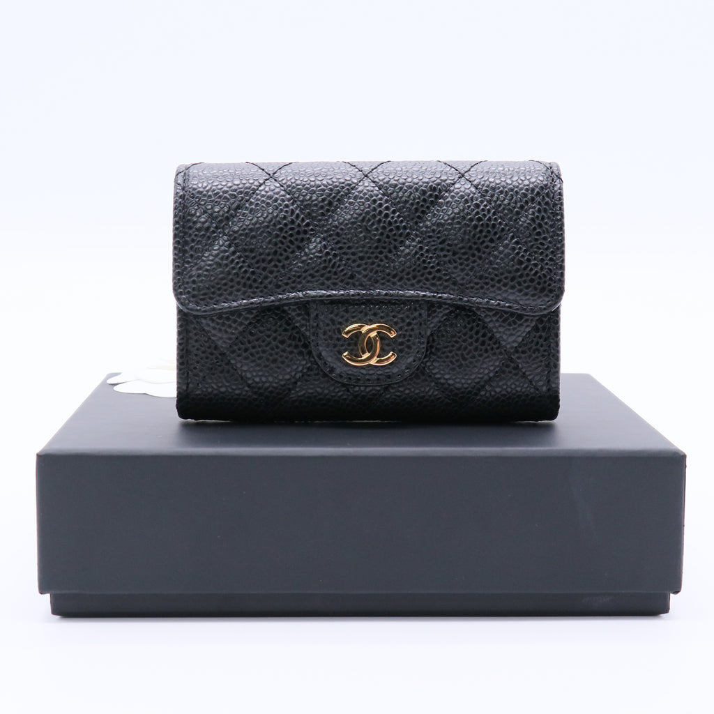 Classic Flap Card Holder Caviar Twins