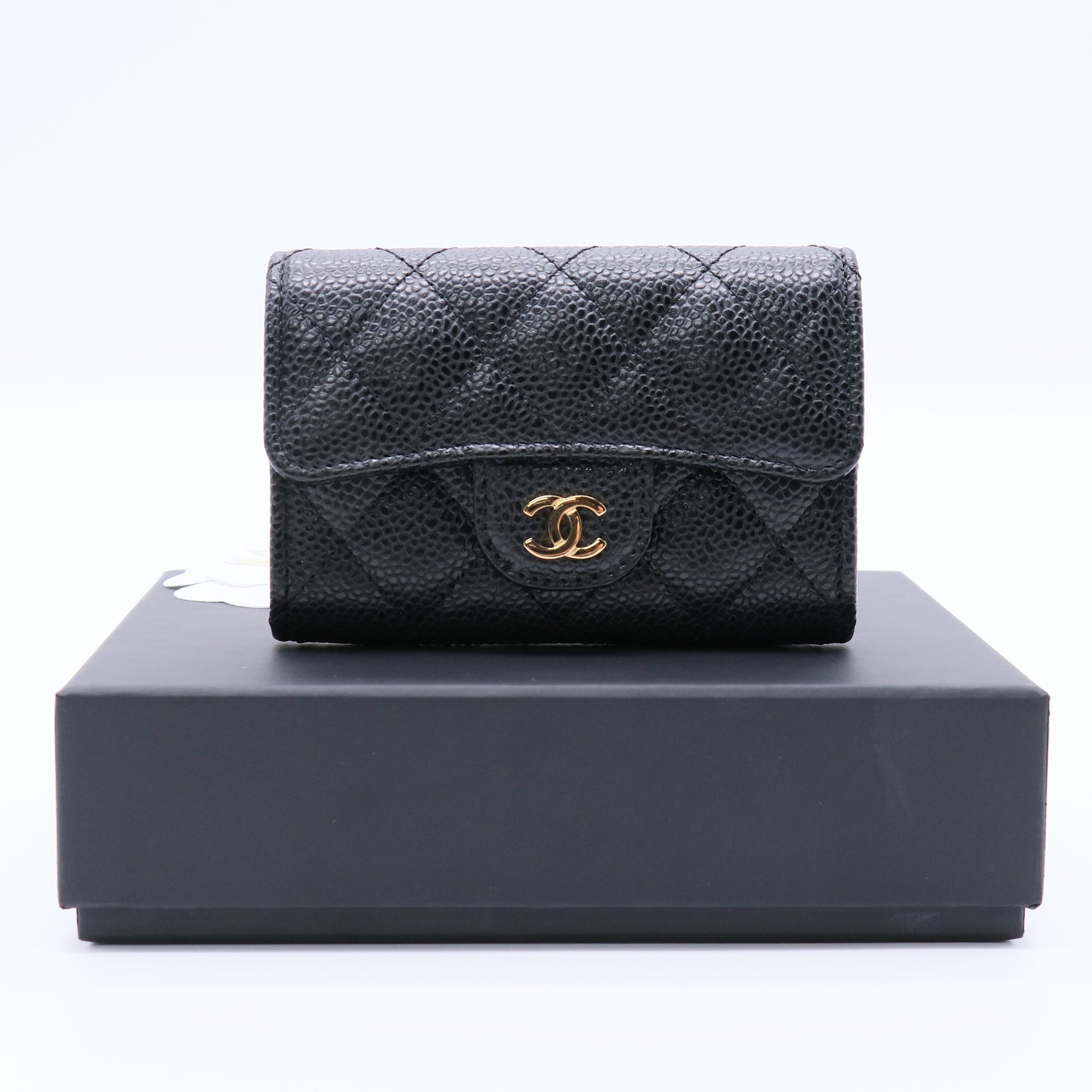 Classic Flap Card Holder Caviar Twins