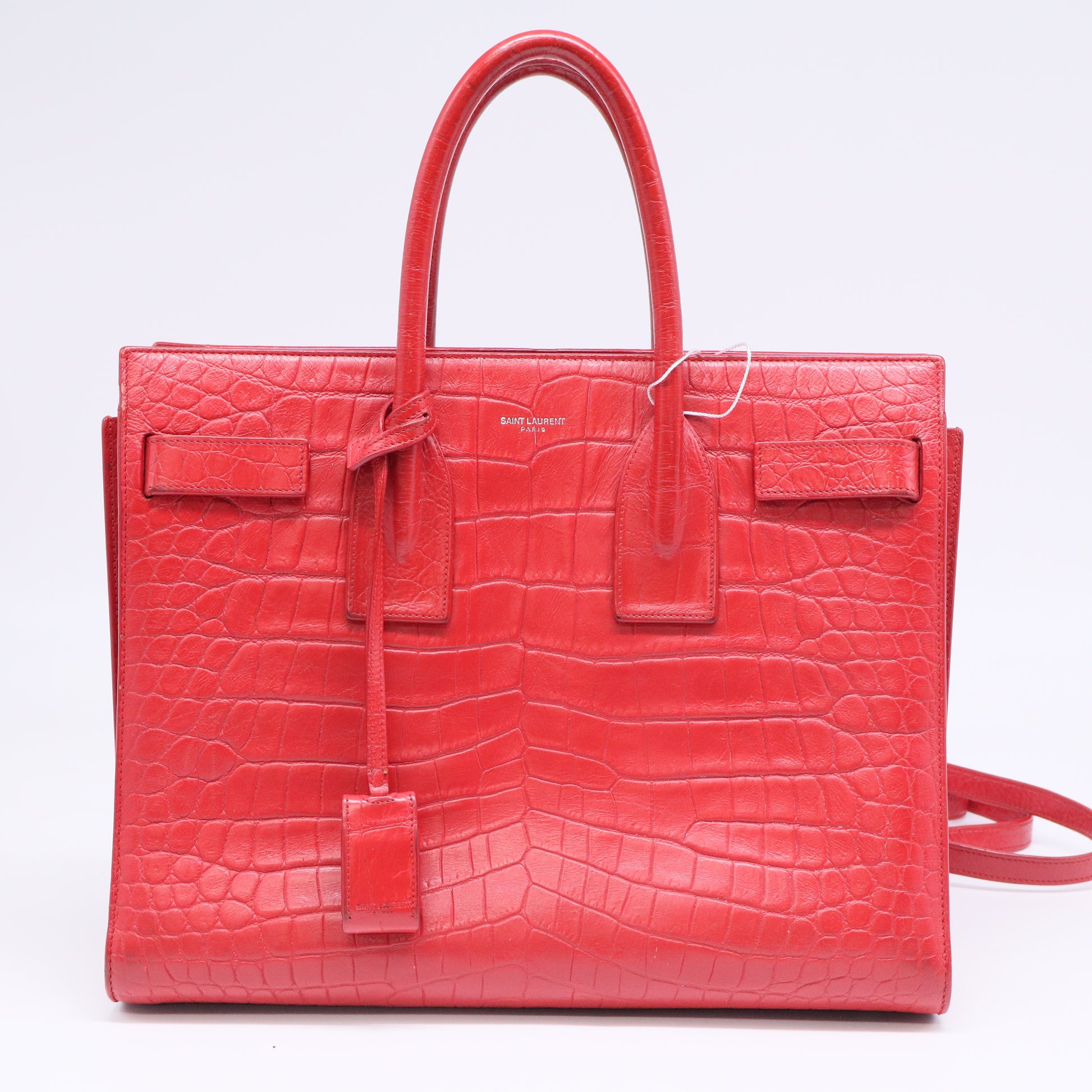 Red Crocodile Embossed Leather Small Sac de Jour Tote Bag twins LDJ3418