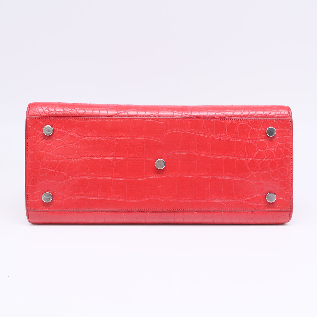 Red Crocodile Embossed Leather Small Sac de Jour Tote Bag twins LDJ3418
