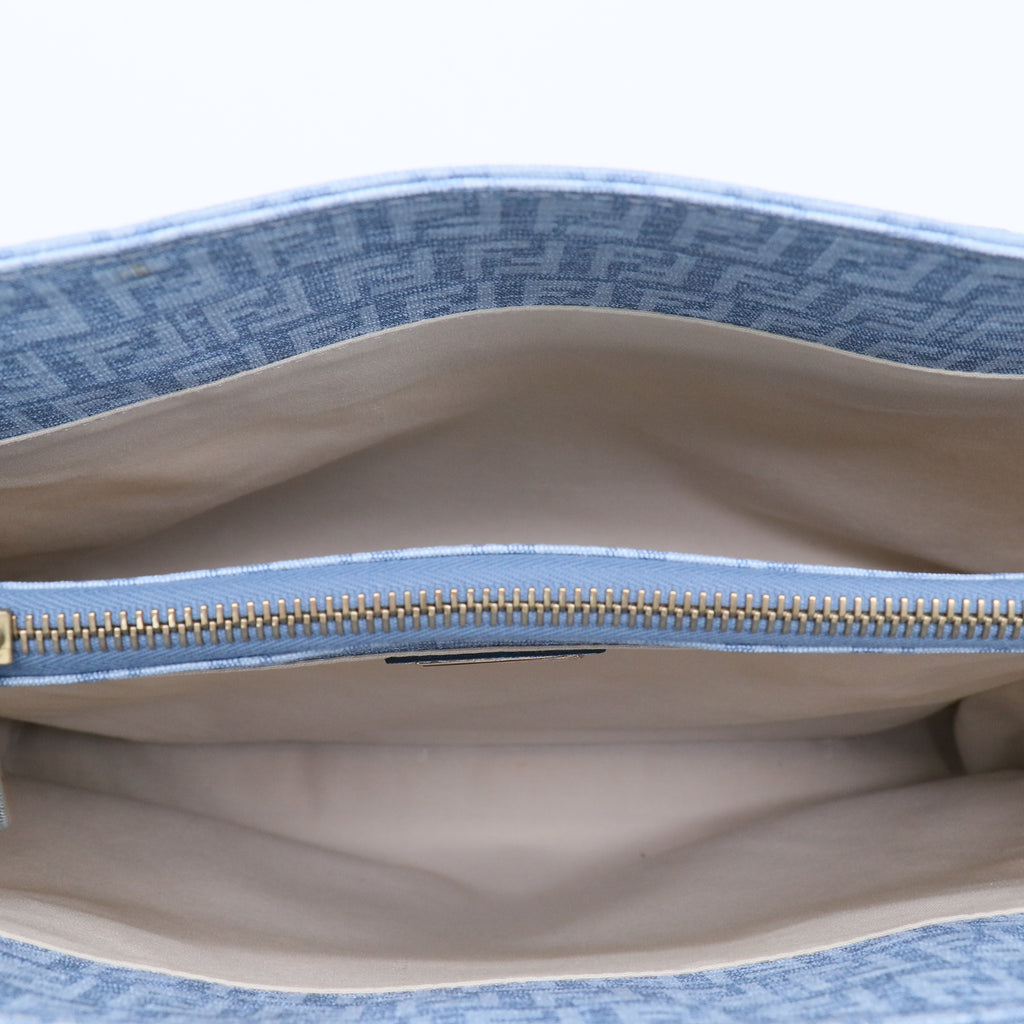 Fendi Baby Blue Zuchinno Coated Canvas Small Tote