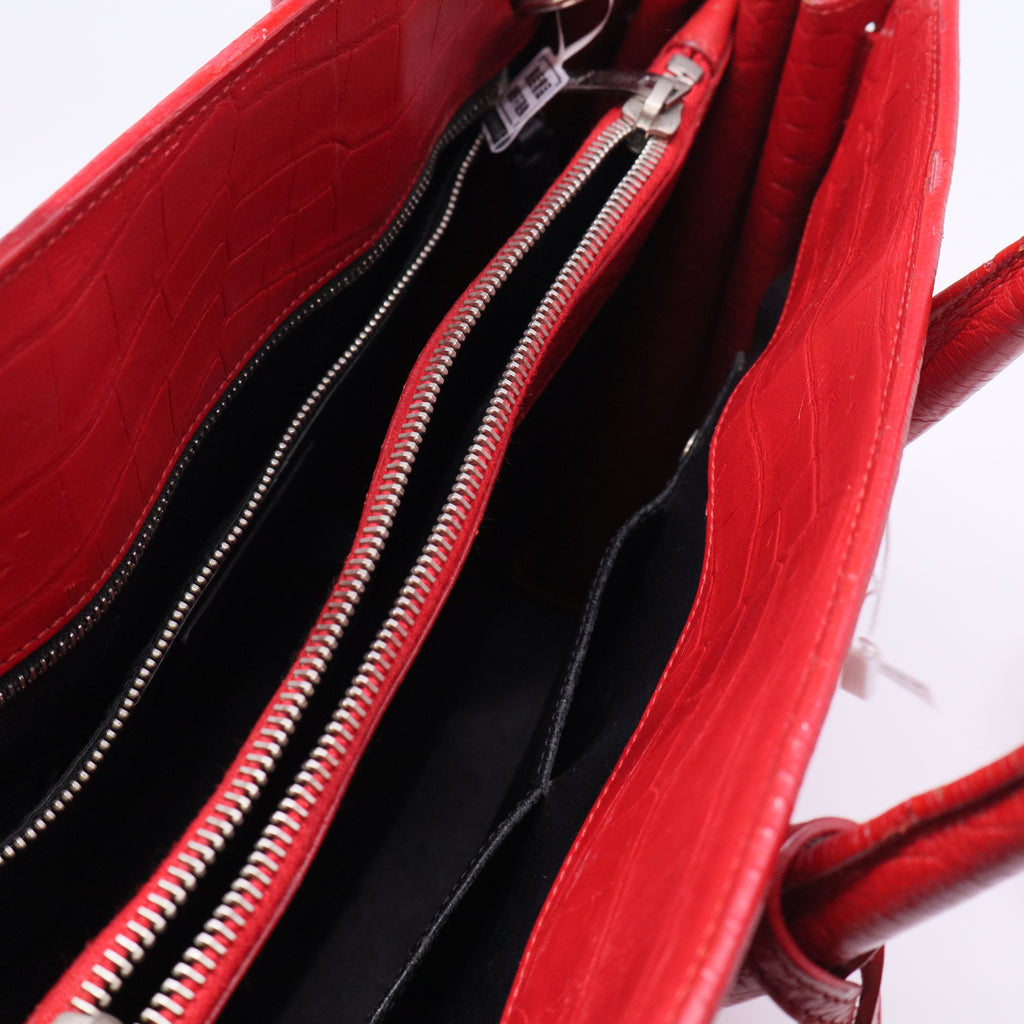 Red Crocodile Embossed Leather Small Sac de Jour Tote Bag twins LDJ3418