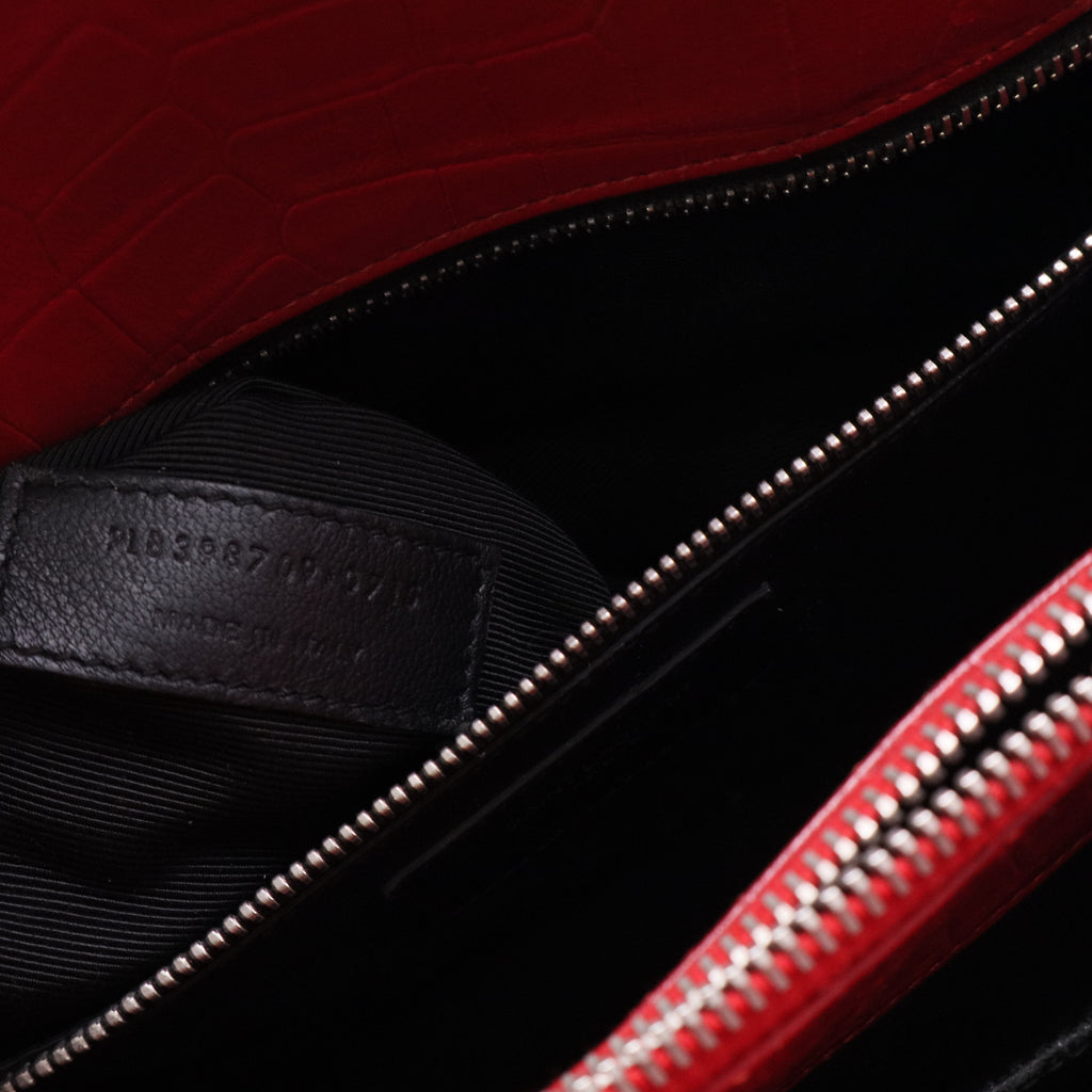 Red Crocodile Embossed Leather Small Sac de Jour Tote Bag twins LDJ3418