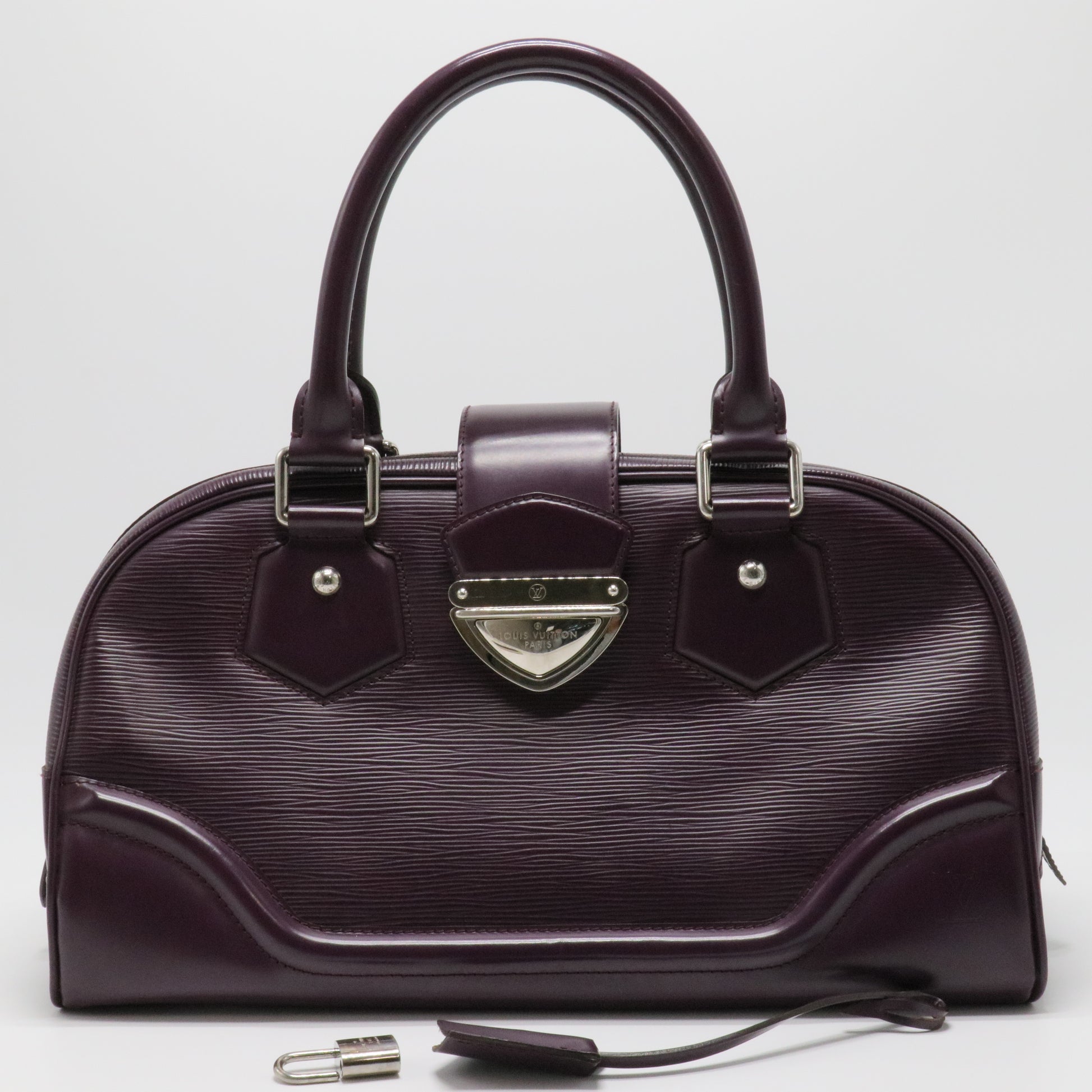 Purple Epi Leather Bowling Montaigne GM Bag