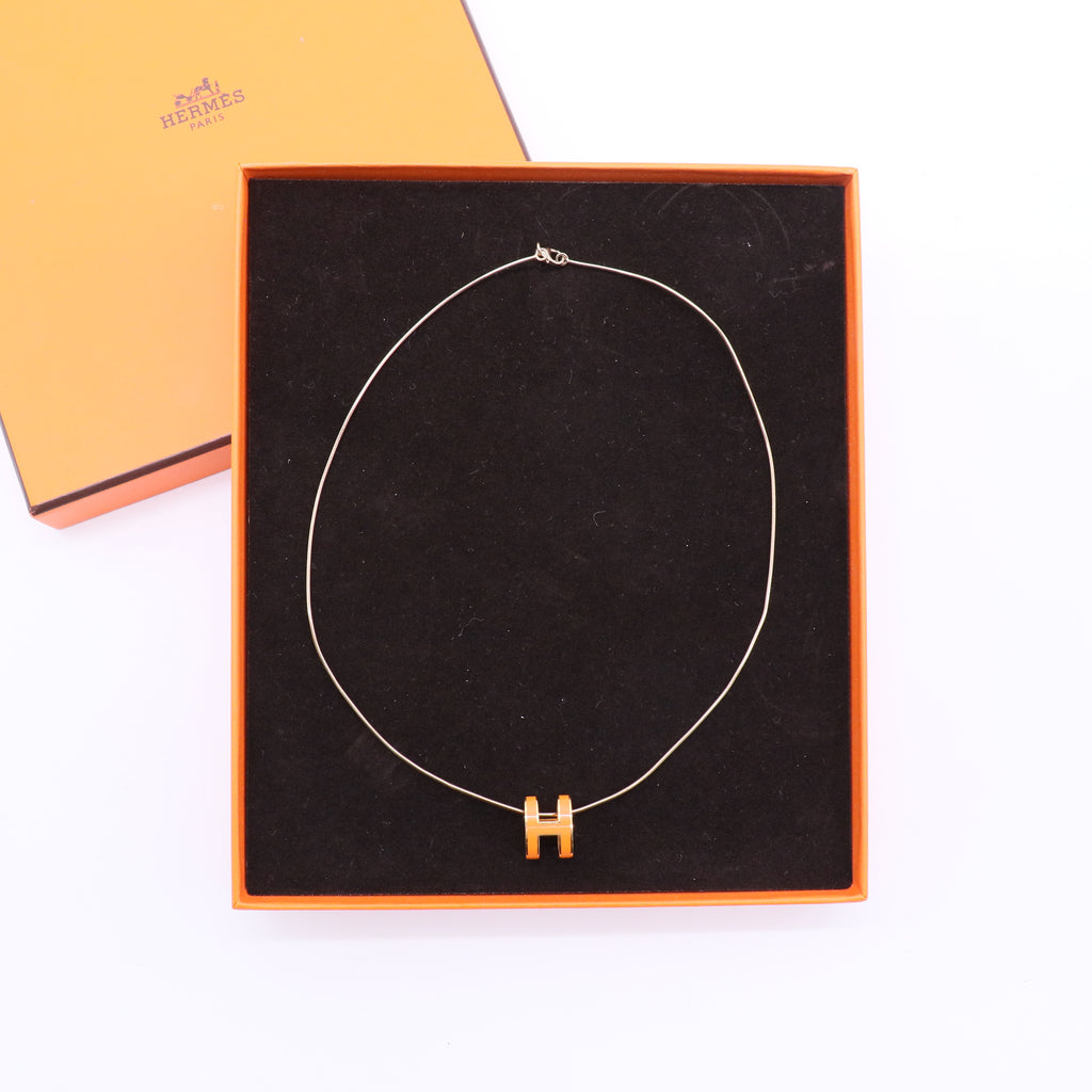 Hermès Orange Pop H Necklace w/box  W20237