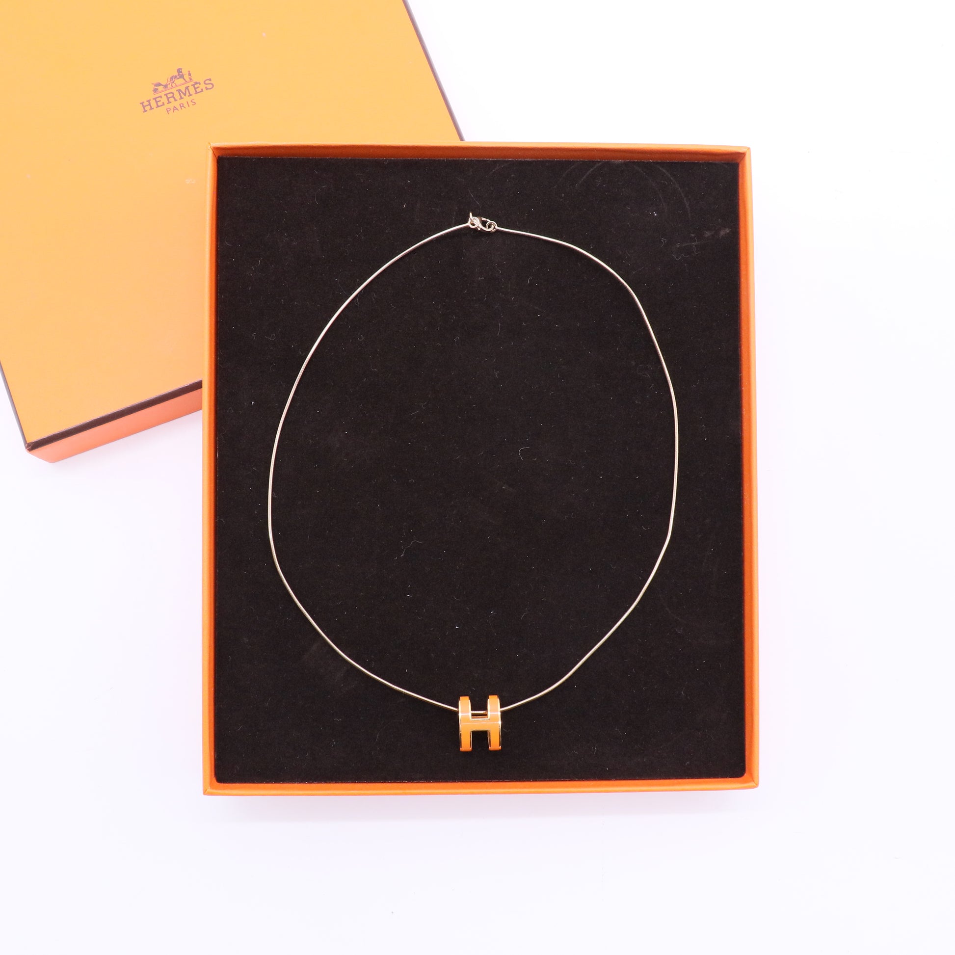 Hermès Orange Pop H Necklace w/box  W20237
