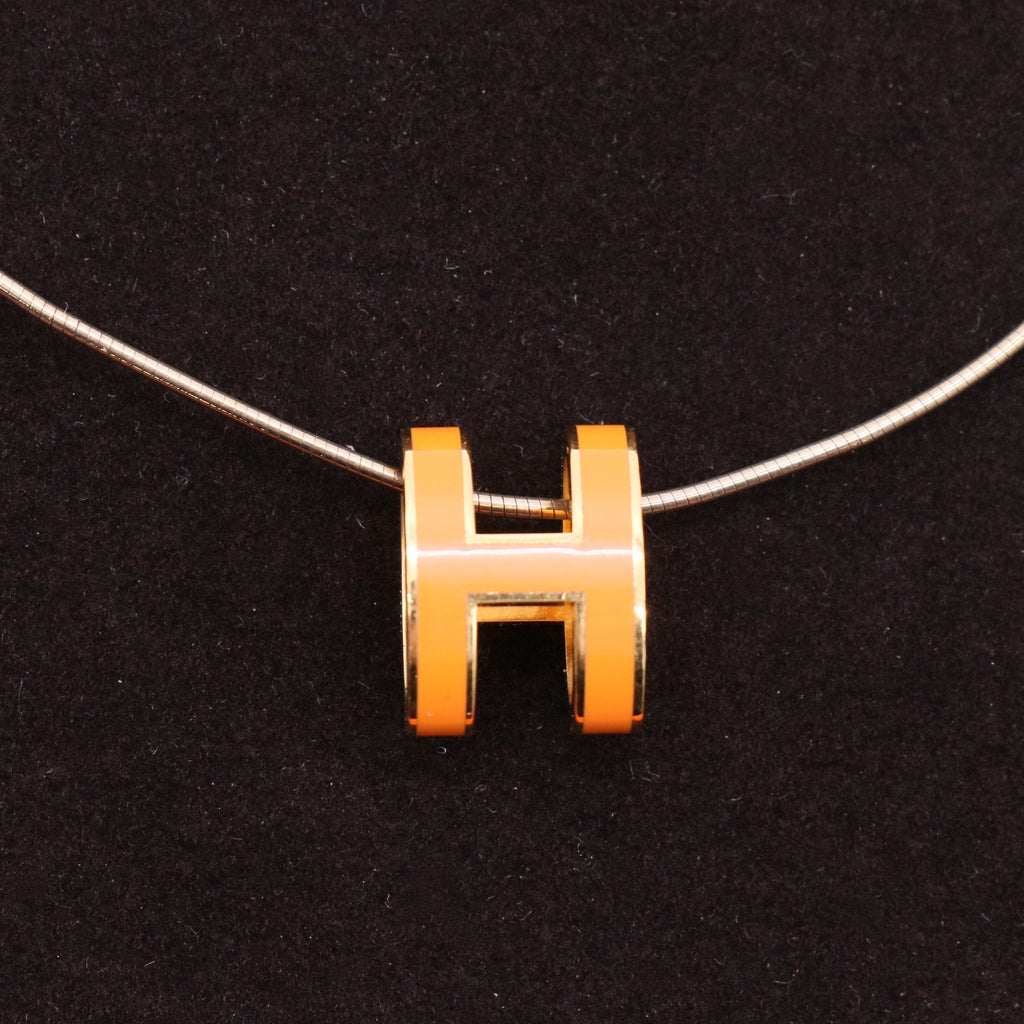 Hermès Orange Pop H Necklace w/box  W20237