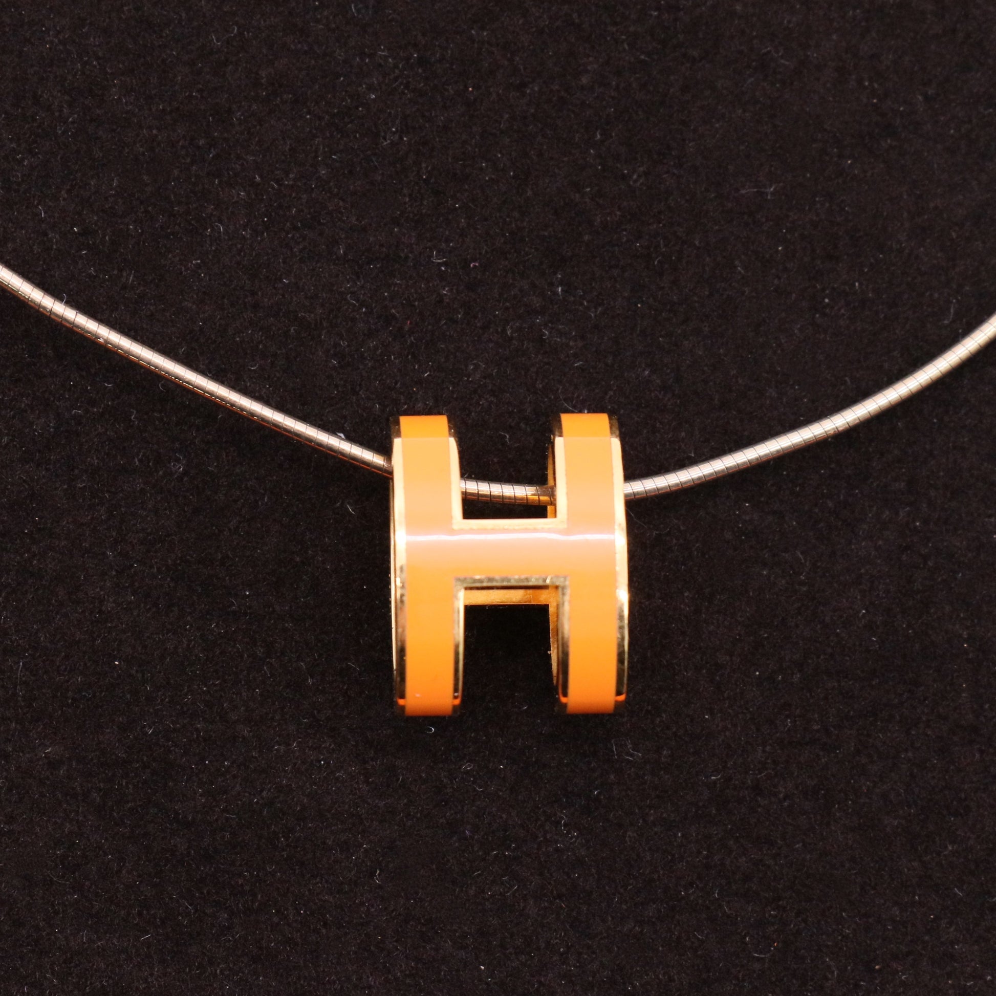 Hermès Orange Pop H Necklace w/box  W20237