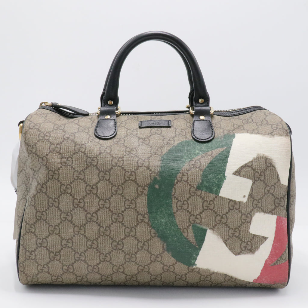 Flag Boston Bag GG Coated Canvas Medium