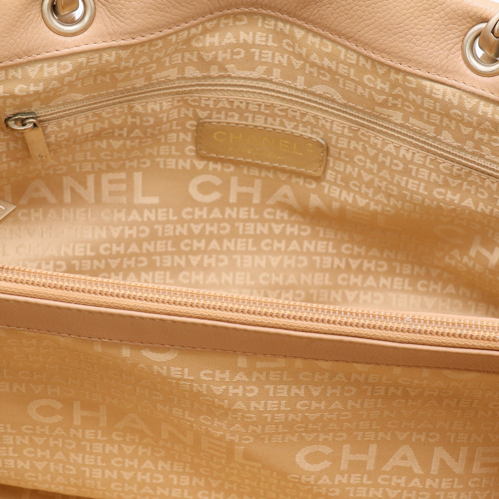 Chanel Brown Caviar Tote Bag Leather Twins