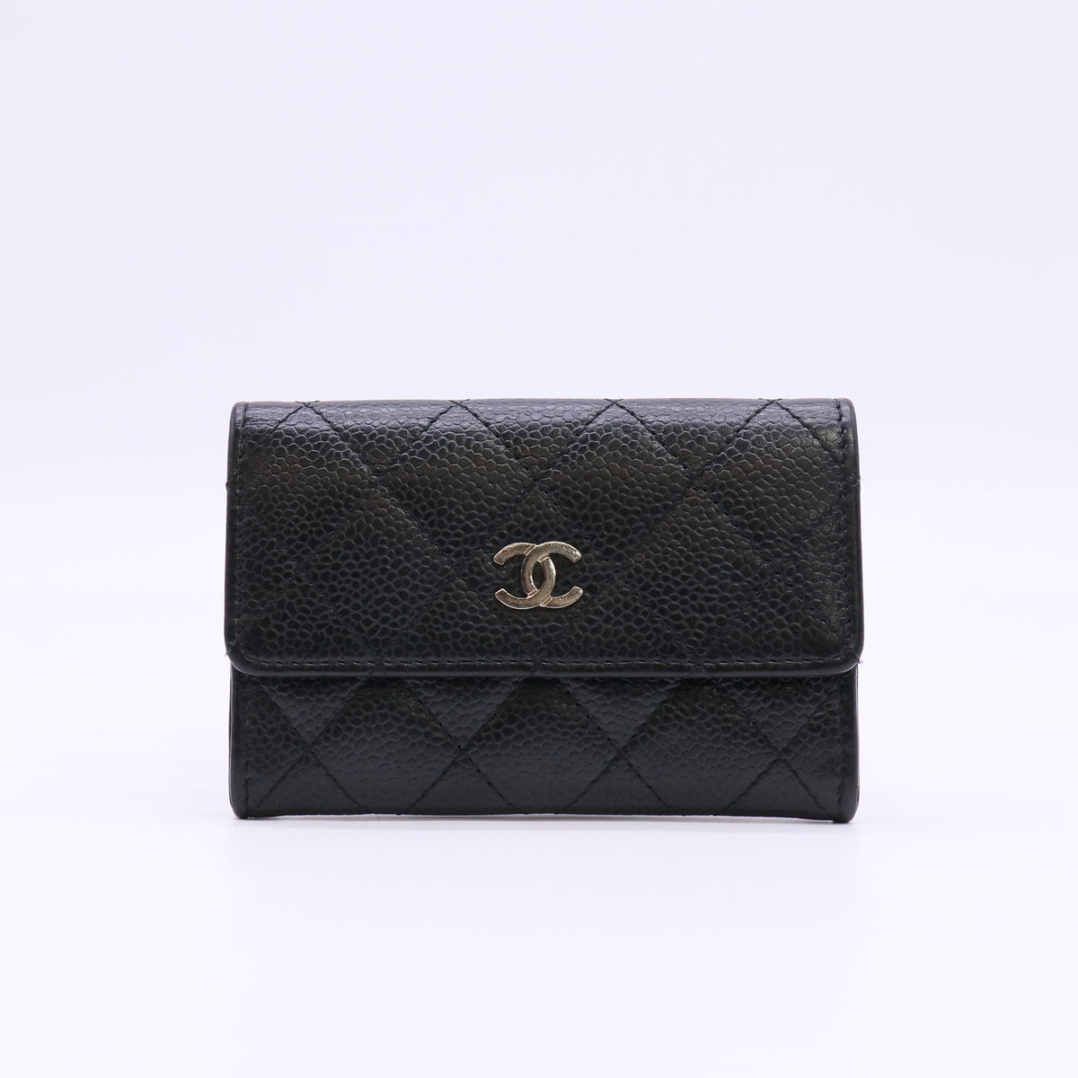 Chanel Black Quilted Caviar Classic Flap Wallet Twins LDZ1549