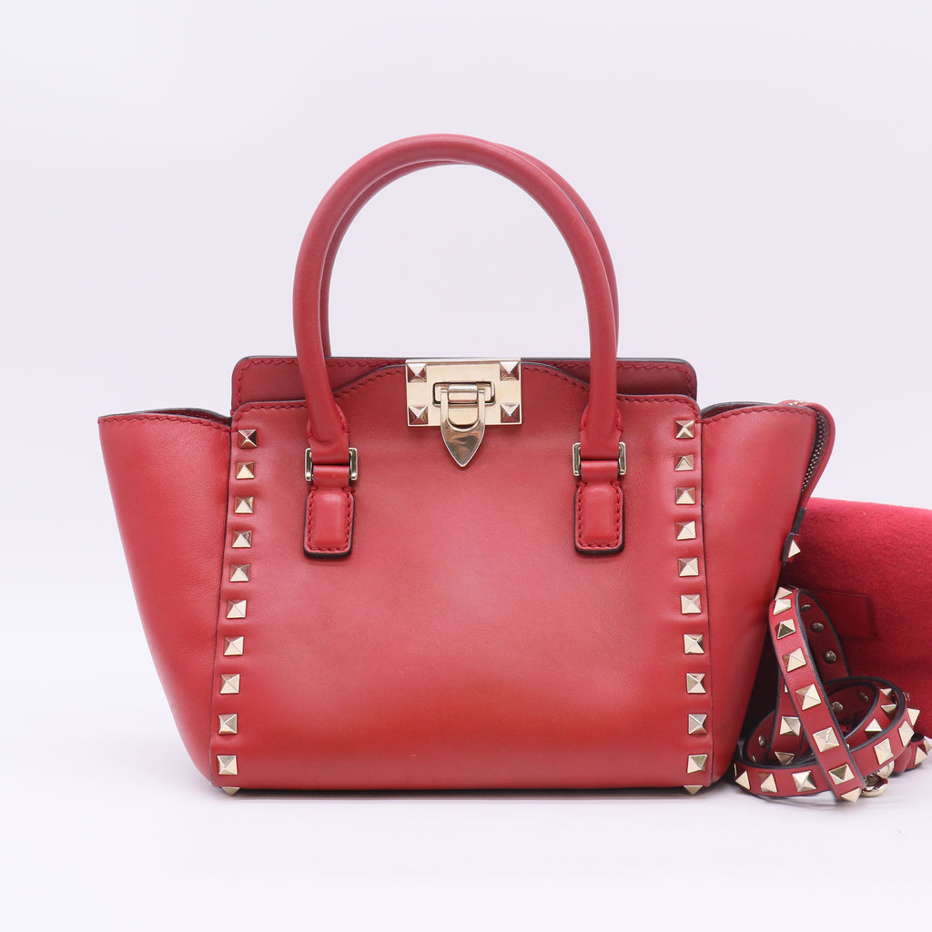 Valentino Garavani Vitello Mini Rockstud Double Handle Tote B22170