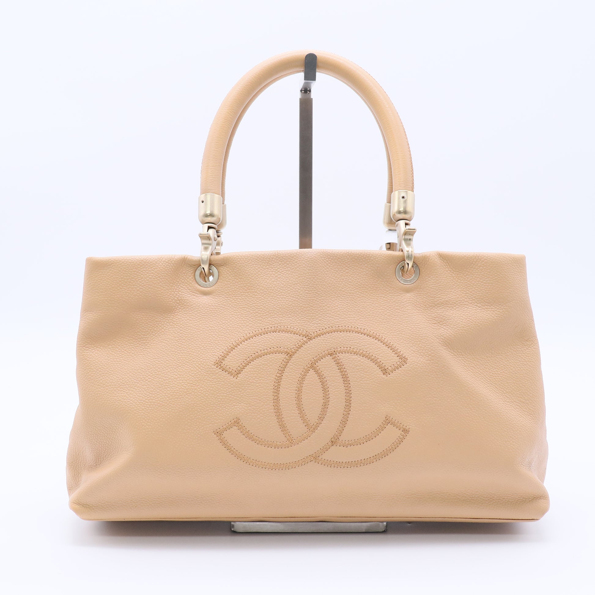 Chanel Brown Caviar Tote Bag Leather Twins