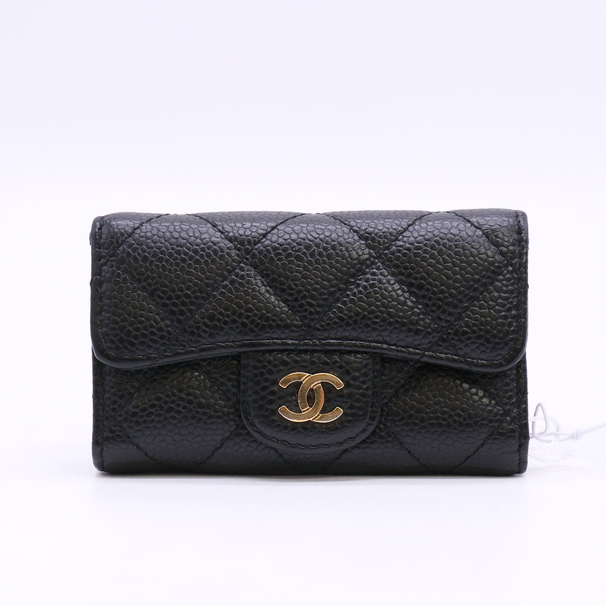 Chanel Black Quilted Caviar Classic Flap Key Holder Gold Hardware Twins LDZ1546