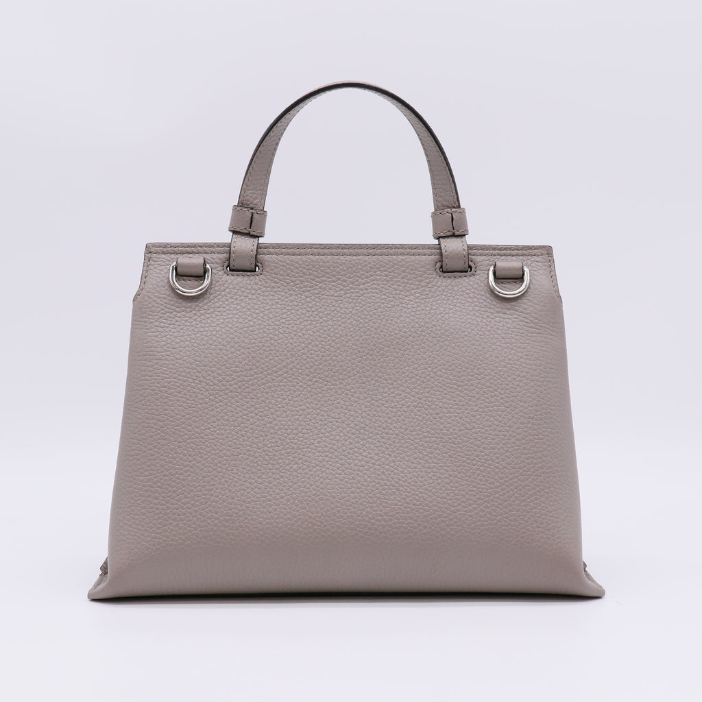 Gucci Bamboo Daily Top Handle Bag in Grey Grained Leather B23047