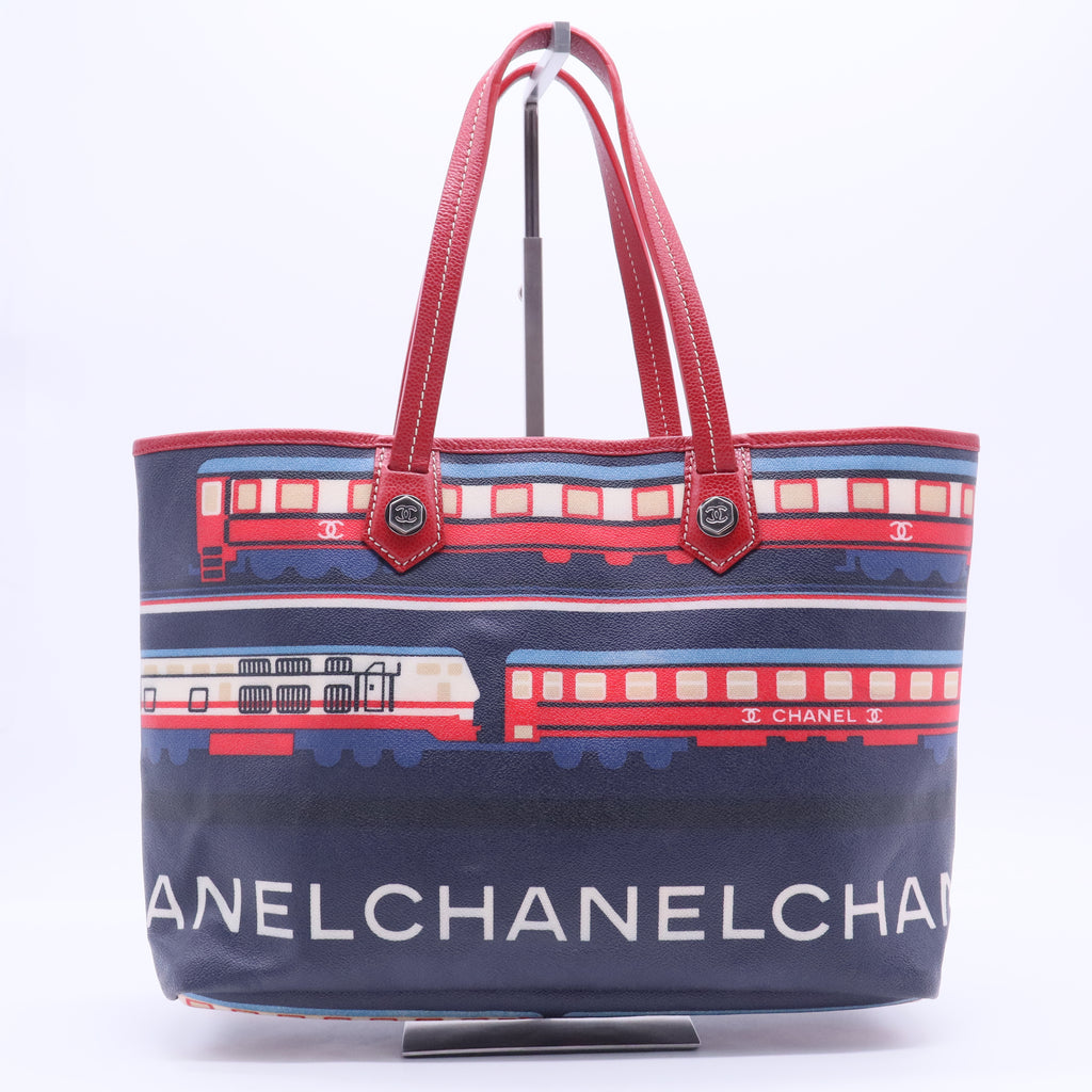 Multicolor Printed Coated Canvas and Leather Le Train Tote B11984