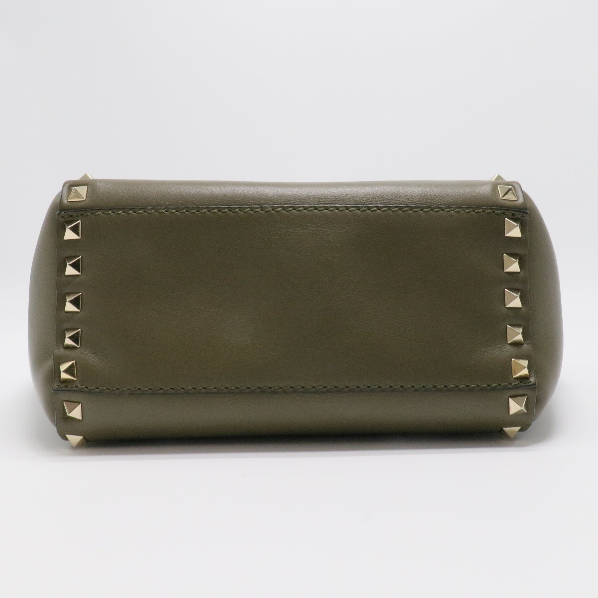Green Leather Mini Rockstud Trapeze Tote