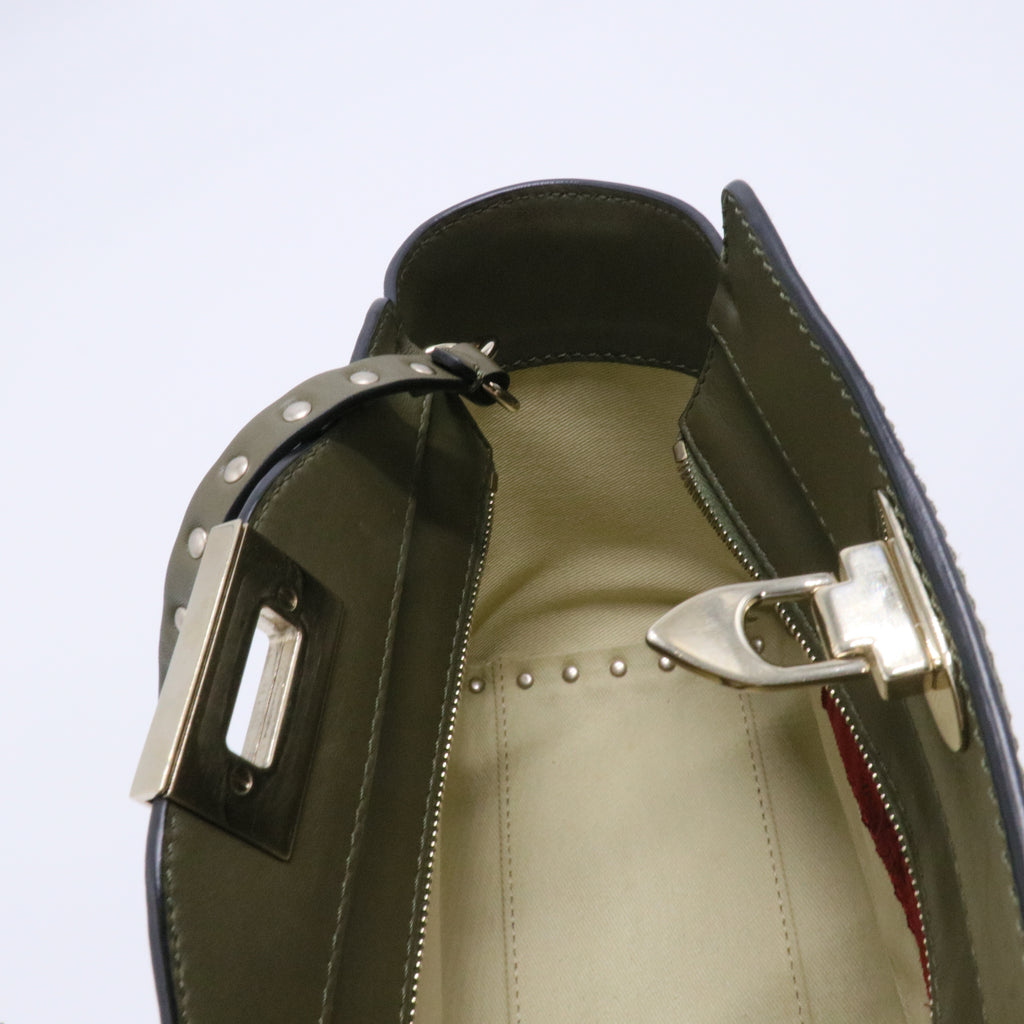 Green Leather Mini Rockstud Trapeze Tote