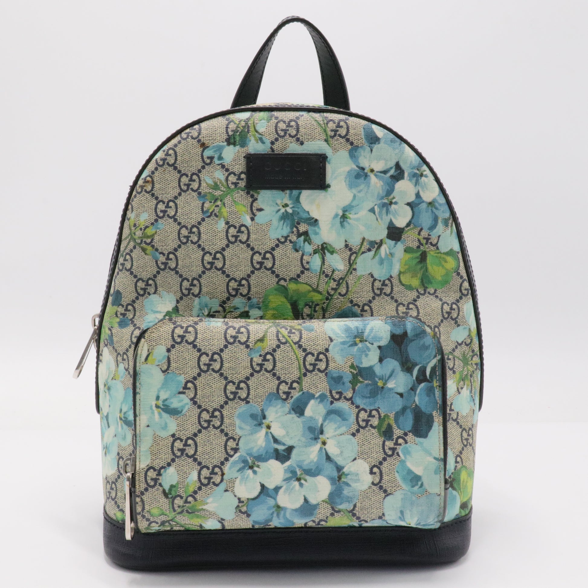 Zip Pocket Backpack Blooms Print GG Coated Canvas Small