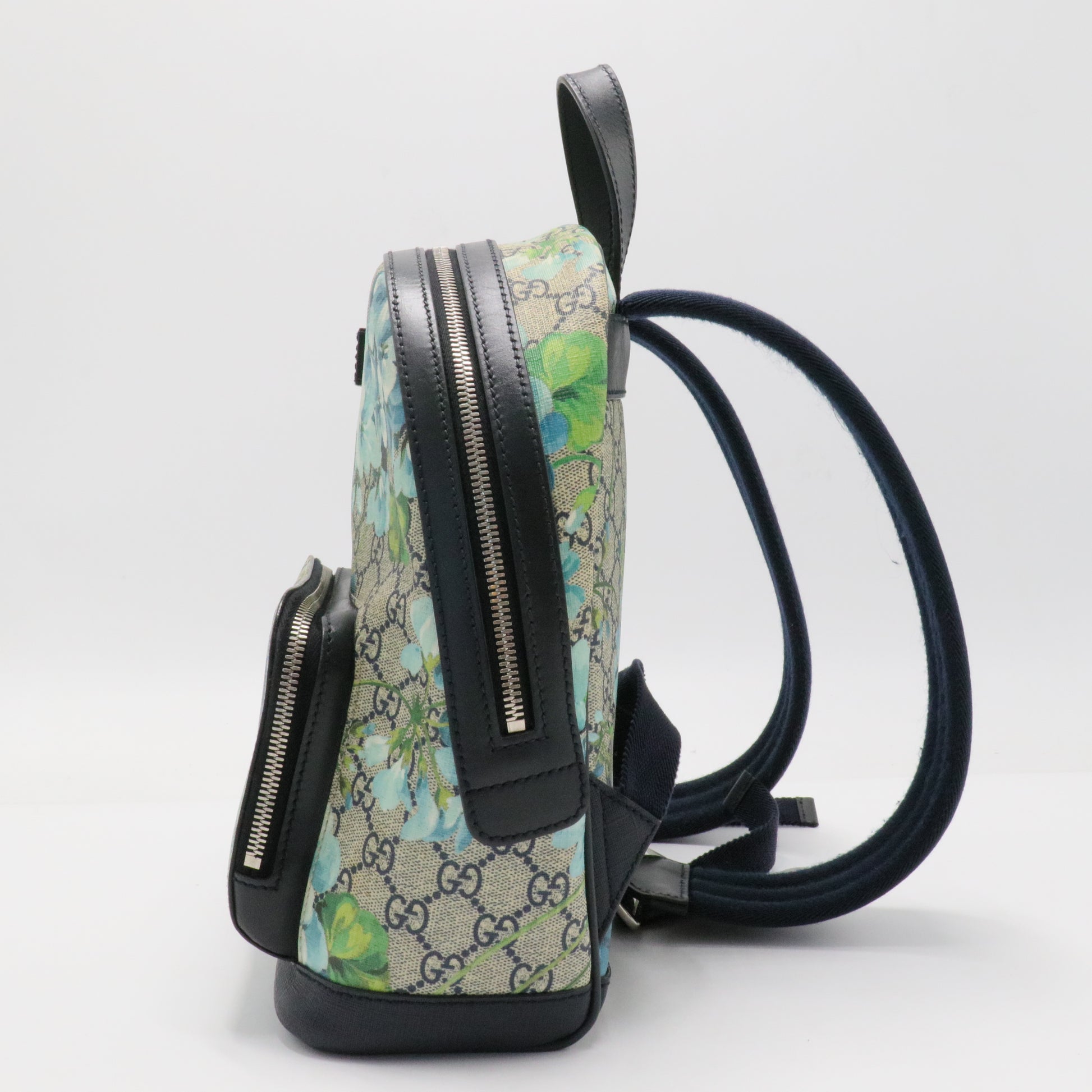 Zip Pocket Backpack Blooms Print GG Coated Canvas Small