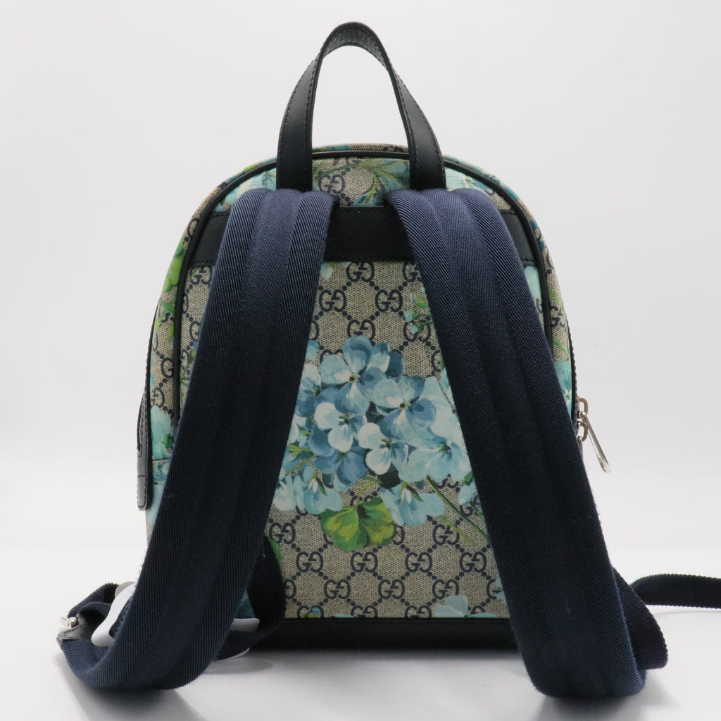 Zip Pocket Backpack Blooms Print GG Coated Canvas Small